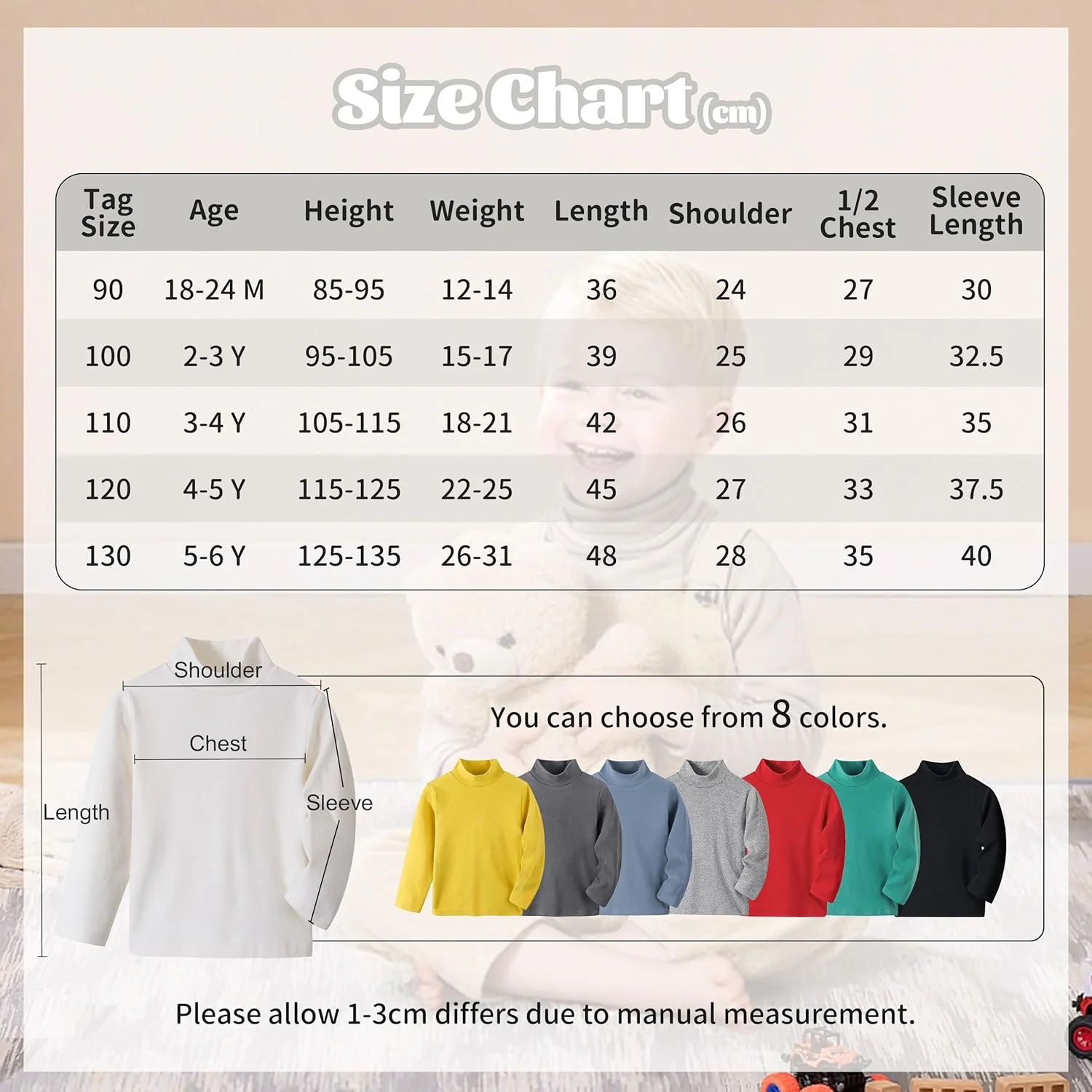 ست 3 عددی تاپ یقه اسکی آستین بلند کودک و نوزاد Volunboy (1-6 سال)، زیرپوش حرارتی پنبه ای نرم ست 3 عددی تاپ یقه اسکی آستین بلند کودک و نوزاد Volunboy (1-6 سال)، زیرپوش حرارتی پنبه ای نرم