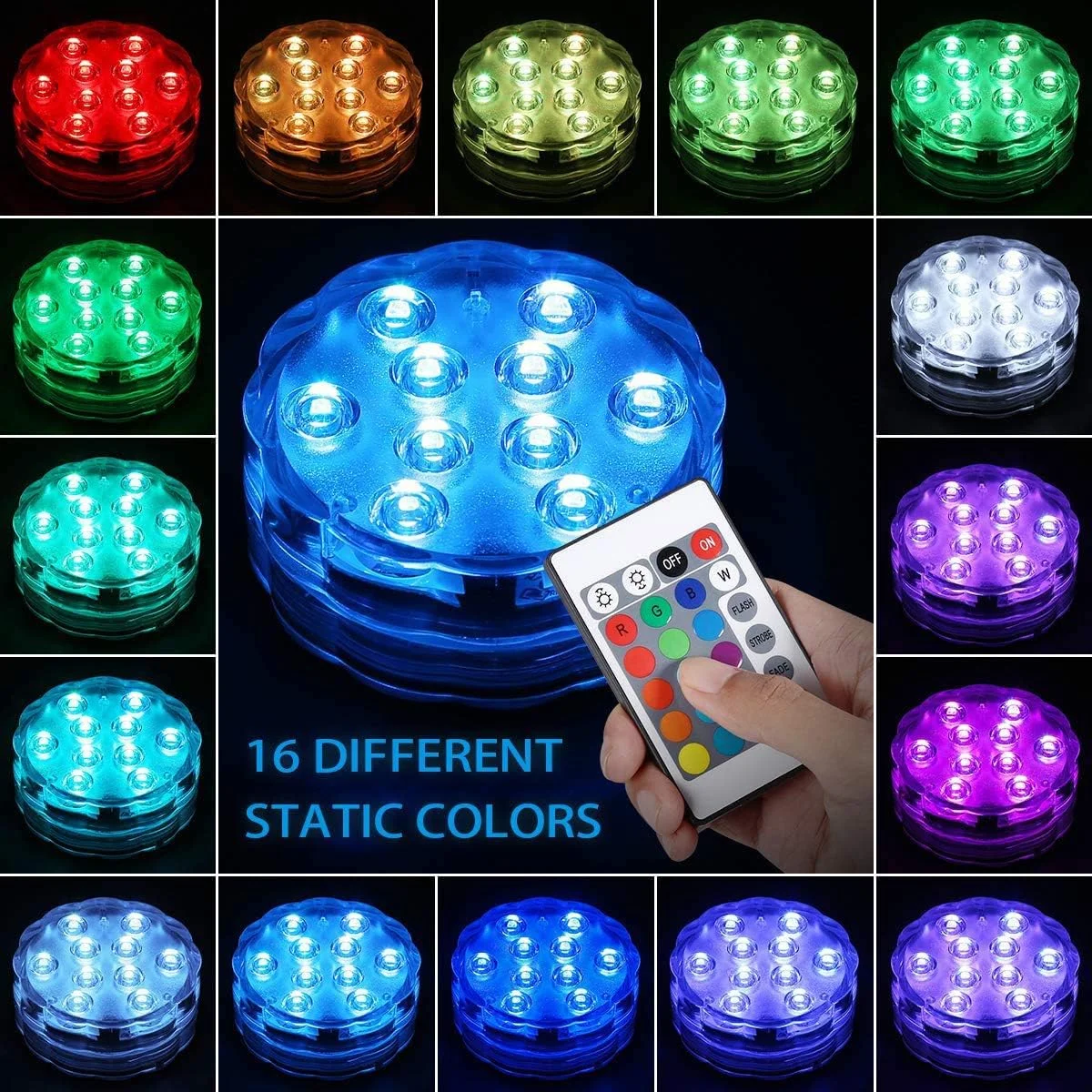چراغ های LED غوطه ور ELECDON، چراغ های استخری با کنترل از راه دور 10 LED روشن چند رنگ ضد آب زیر آب، برای باغ، آکواریوم، استخر شنا، آکواریوم ماهی، پایه گلدان، دکوراسیون منزل (4 عدد) چراغ های LED غوطه ور ELECDON، چراغ های استخری با کنترل از راه دور 10 LED روشن چند رنگ ضد آب زیر آب، برای باغ، آکواریوم، استخر شنا، آکواریوم ماهی، پایه گلدان، دکوراسیون منزل (4 عدد)