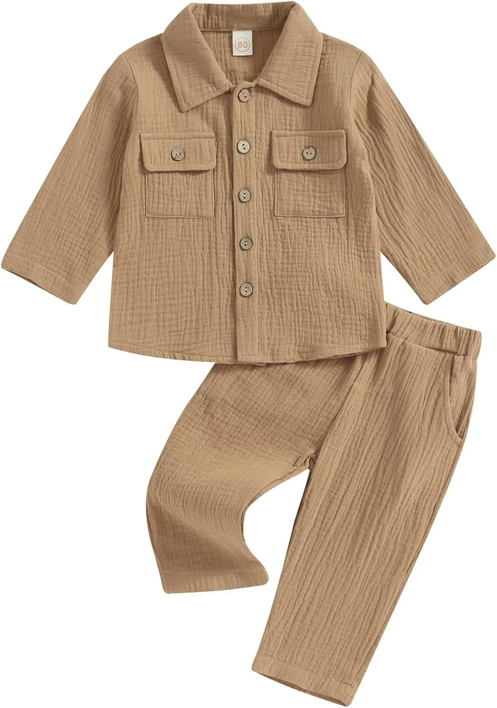 ست پیژامه پسرانه XIXIMAON، 2 تکه، پنبه و کتان، رنگ ثابت، آستین بلند، دکمه دار، شلوار، مناسب ست لباس راحتی تابستانی و پاییزی، لباس جشن نوزادی ست پیژامه پسرانه XIXIMAON، 2 تکه، پنبه و کتان، رنگ ثابت، آستین بلند، دکمه دار، شلوار، مناسب ست لباس راحتی تابستانی و پاییزی، لباس جشن نوزادی