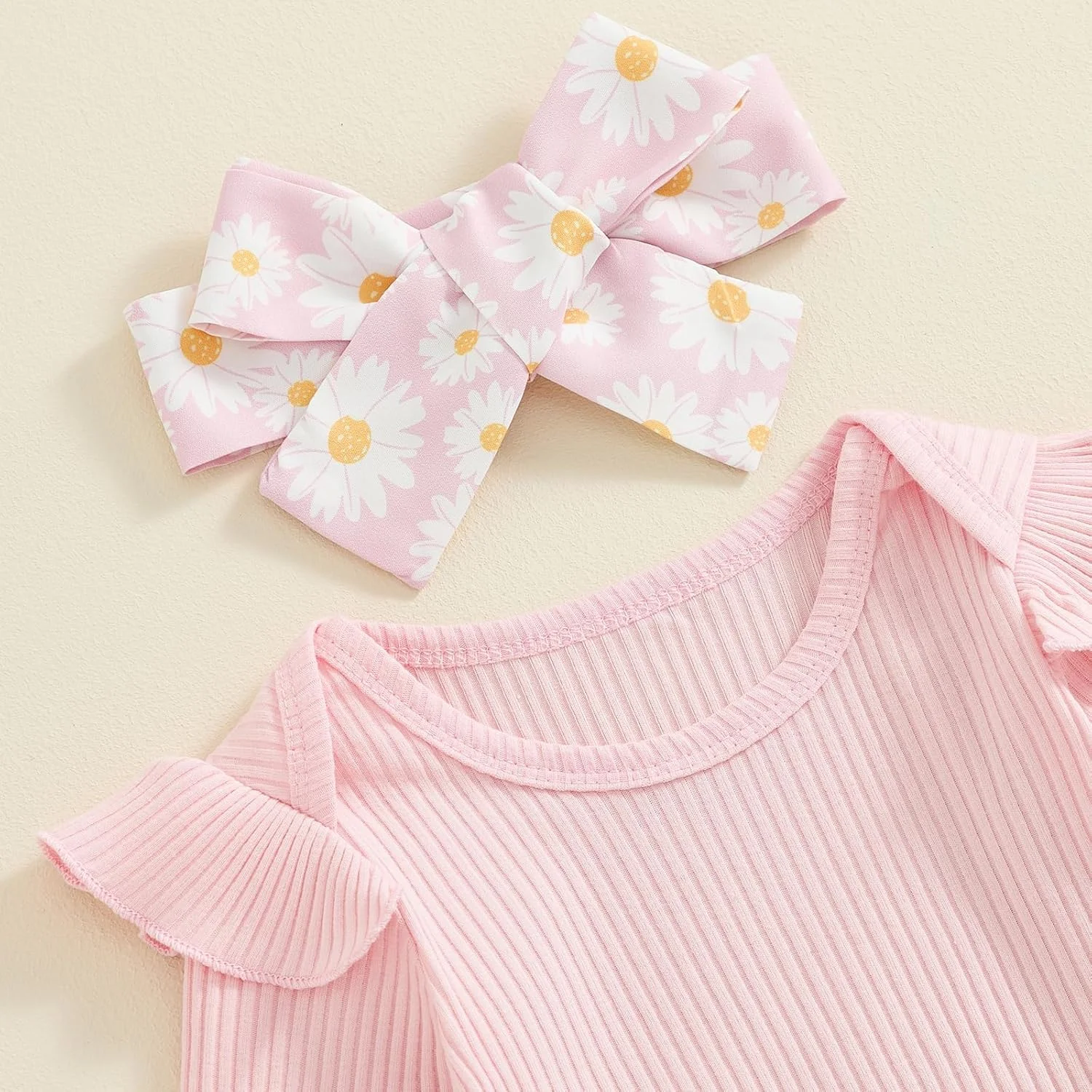 ست لباس نوزادی دخترانه ZZLBUF، رامپر آستین بلند کبریتی، شلوار طرح گل و تل سر، لباس 3 تکه مناسب پاییز ست لباس نوزادی دخترانه ZZLBUF، رامپر آستین بلند کبریتی، شلوار طرح گل و تل سر، لباس 3 تکه مناسب پاییز