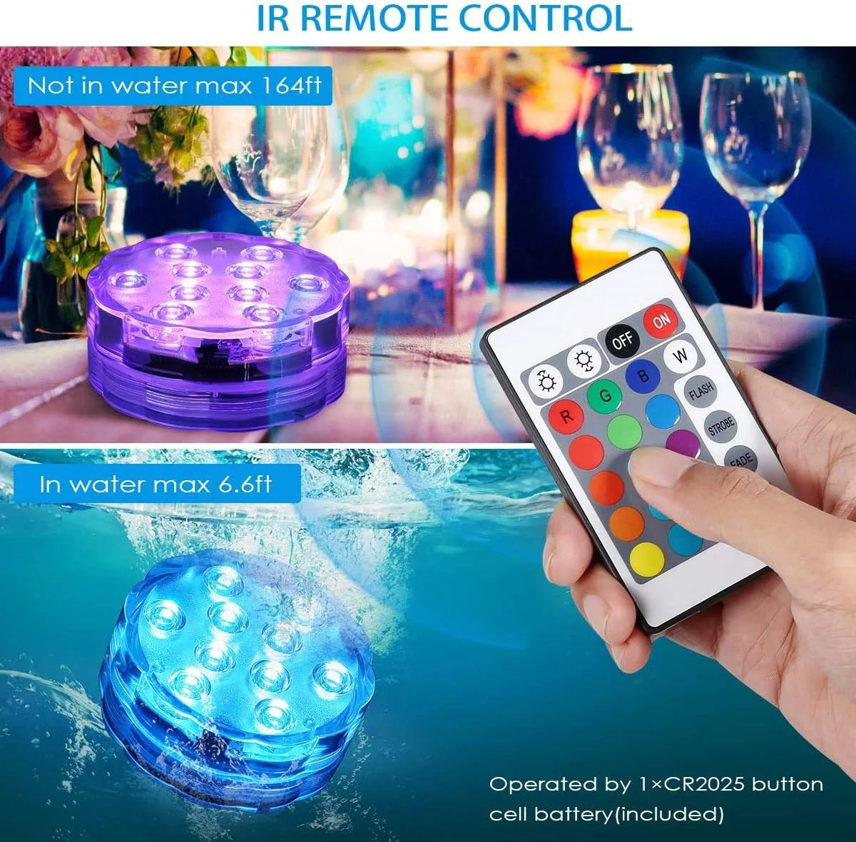 چراغ های LED غوطه ور ELECDON، چراغ های استخری با کنترل از راه دور 10 LED روشن چند رنگ ضد آب زیر آب، برای باغ، آکواریوم، استخر شنا، آکواریوم ماهی، پایه گلدان، دکوراسیون منزل (4 عدد) چراغ های LED غوطه ور ELECDON، چراغ های استخری با کنترل از راه دور 10 LED روشن چند رنگ ضد آب زیر آب، برای باغ، آکواریوم، استخر شنا، آکواریوم ماهی، پایه گلدان، دکوراسیون منزل (4 عدد)