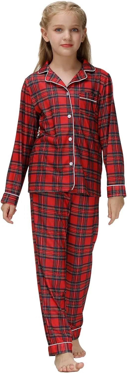 ست پیژامه نخی پسرانه و دخترانه آستین بلند/کوتاه دکمه دار لباس راحتی 2 تکه لباس خواب ست پیژامه نخی پسرانه و دخترانه آستین بلند/کوتاه دکمه دار لباس راحتی 2 تکه لباس خواب