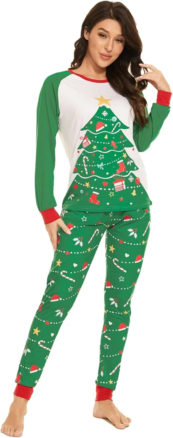 ست لباس خواب کریسمس خانوادگی VENTELAN طرح بابانوئل، لباس خواب تعطیلات کریسمس برای زوج ها و کودکان ست لباس خواب کریسمس خانوادگی VENTELAN طرح بابانوئل، لباس خواب تعطیلات کریسمس برای زوج ها و کودکان