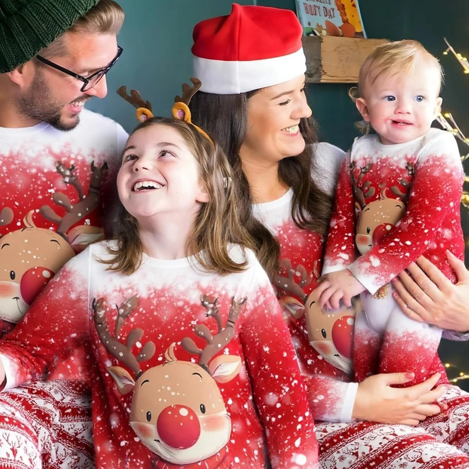 ست لباس خواب کریسمس خانوادگی WUDEUI، لباس خواب آستین بلند، لباس راحتی تعطیلات کریسمس با جیب ست لباس خواب کریسمس خانوادگی WUDEUI، لباس خواب آستین بلند، لباس راحتی تعطیلات کریسمس با جیب