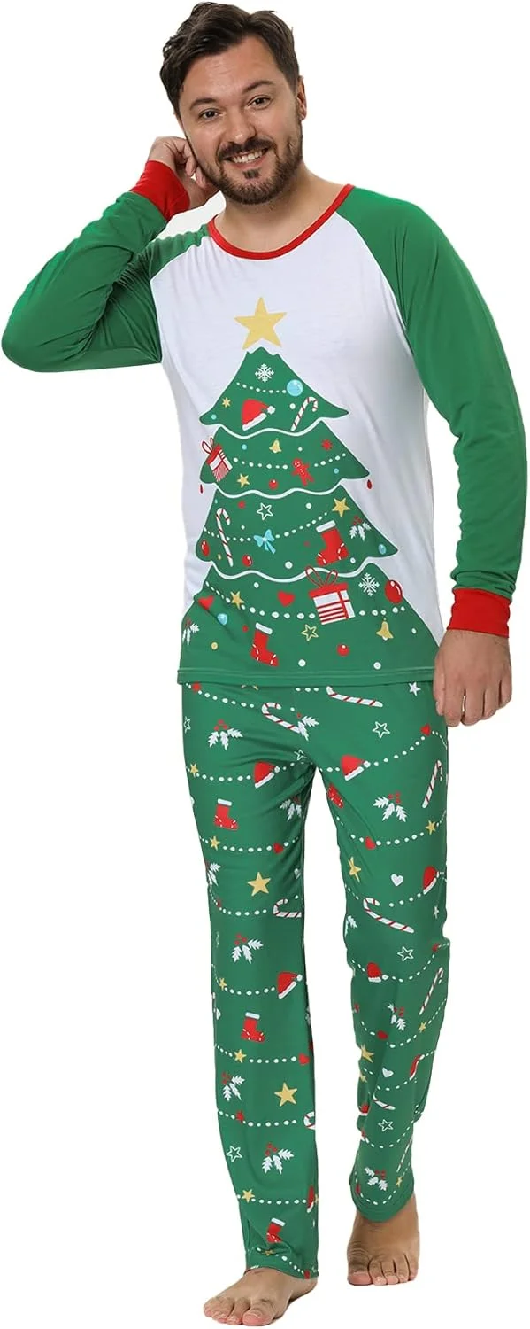 ست لباس خواب کریسمس خانوادگی VENTELAN طرح بابانوئل، لباس خواب تعطیلات کریسمس برای زوج ها و کودکان ست لباس خواب کریسمس خانوادگی VENTELAN طرح بابانوئل، لباس خواب تعطیلات کریسمس برای زوج ها و کودکان