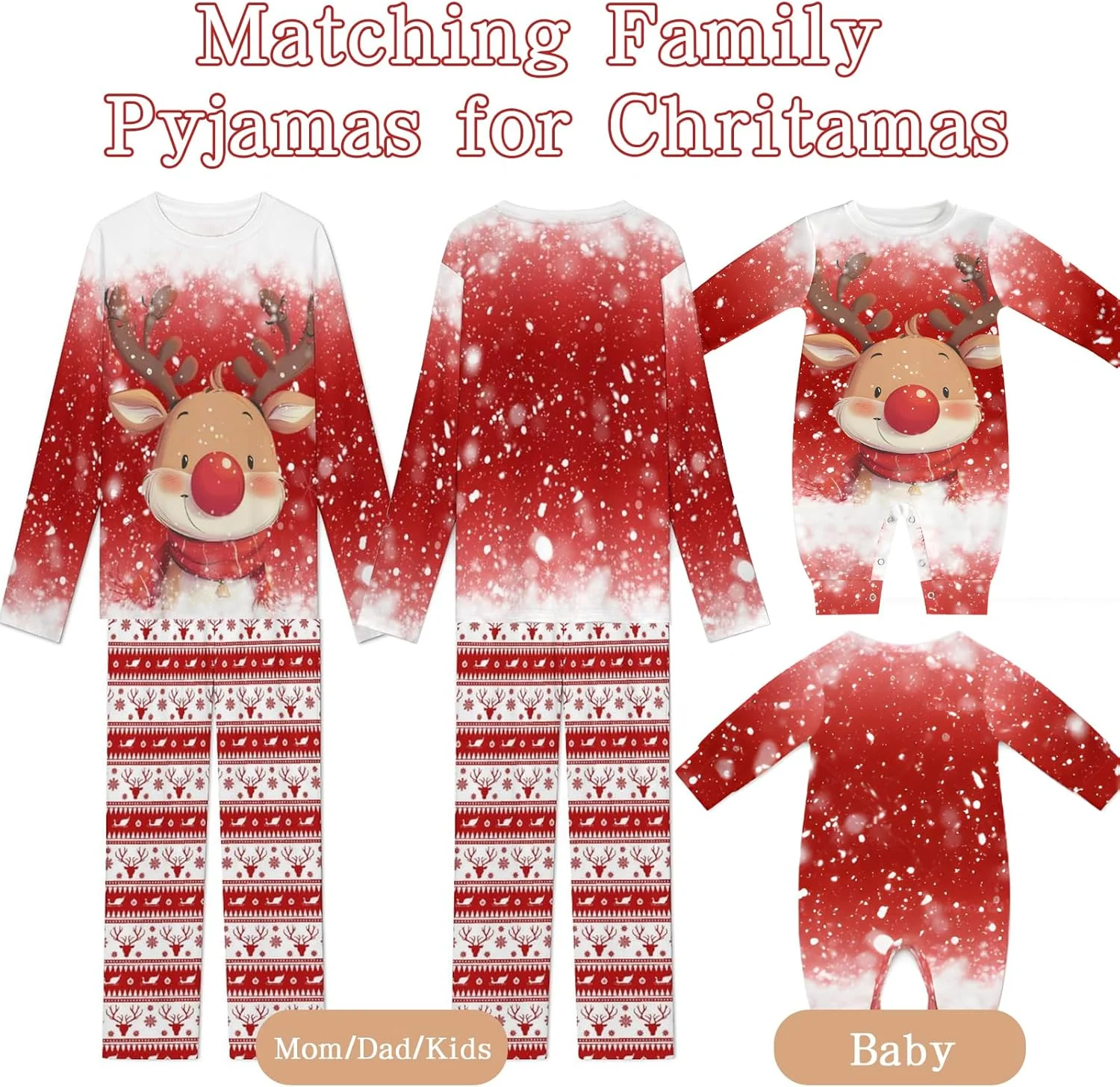 ست لباس خواب کریسمس خانوادگی WUDEUI، لباس خواب آستین بلند، لباس راحتی تعطیلات کریسمس با جیب ست لباس خواب کریسمس خانوادگی WUDEUI، لباس خواب آستین بلند، لباس راحتی تعطیلات کریسمس با جیب