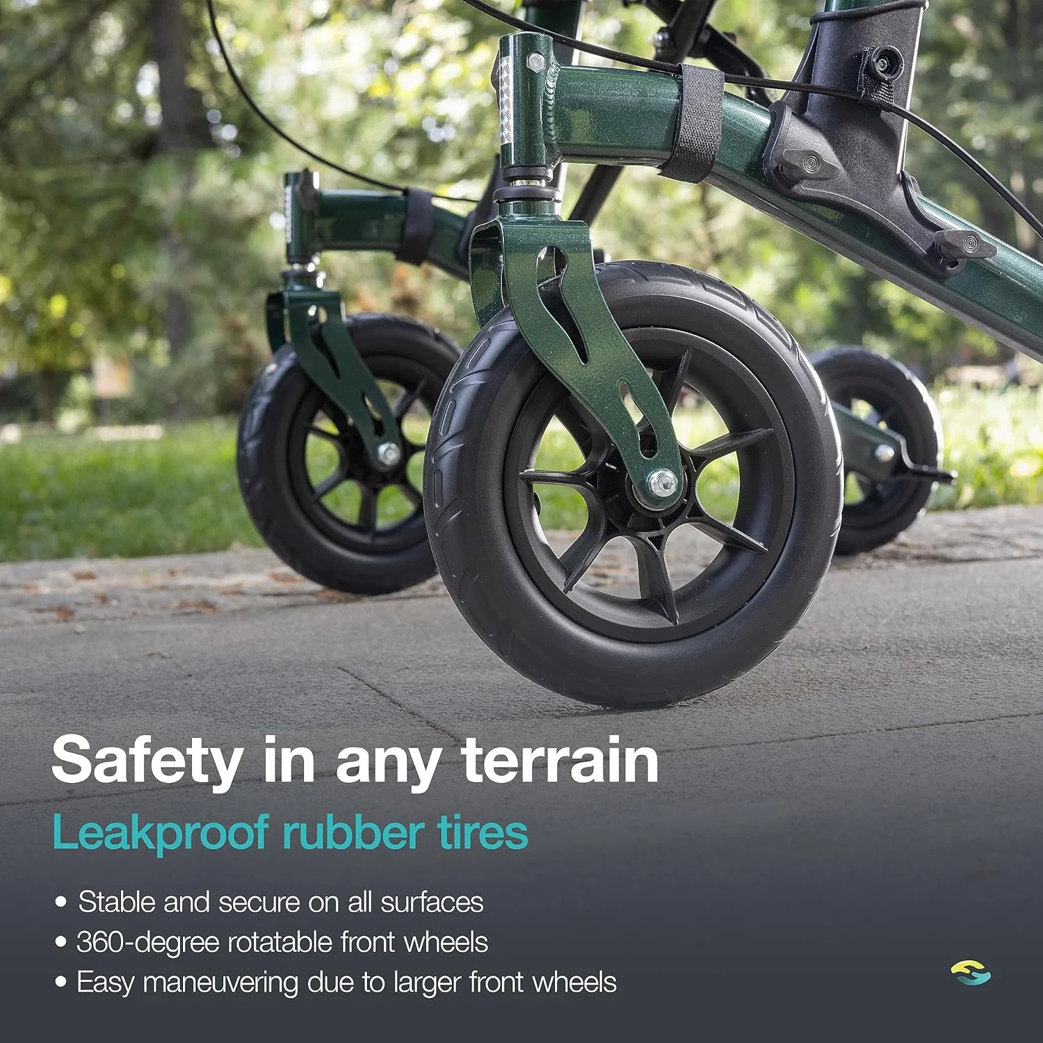 واکر ایستاده تمام زمینی Helavo با لاستیک های لاستیکی جامد بدون پنچری - واکر ایستاده فضای باز برای سالمندان - رولیتور ایستاده بلند با صندلی