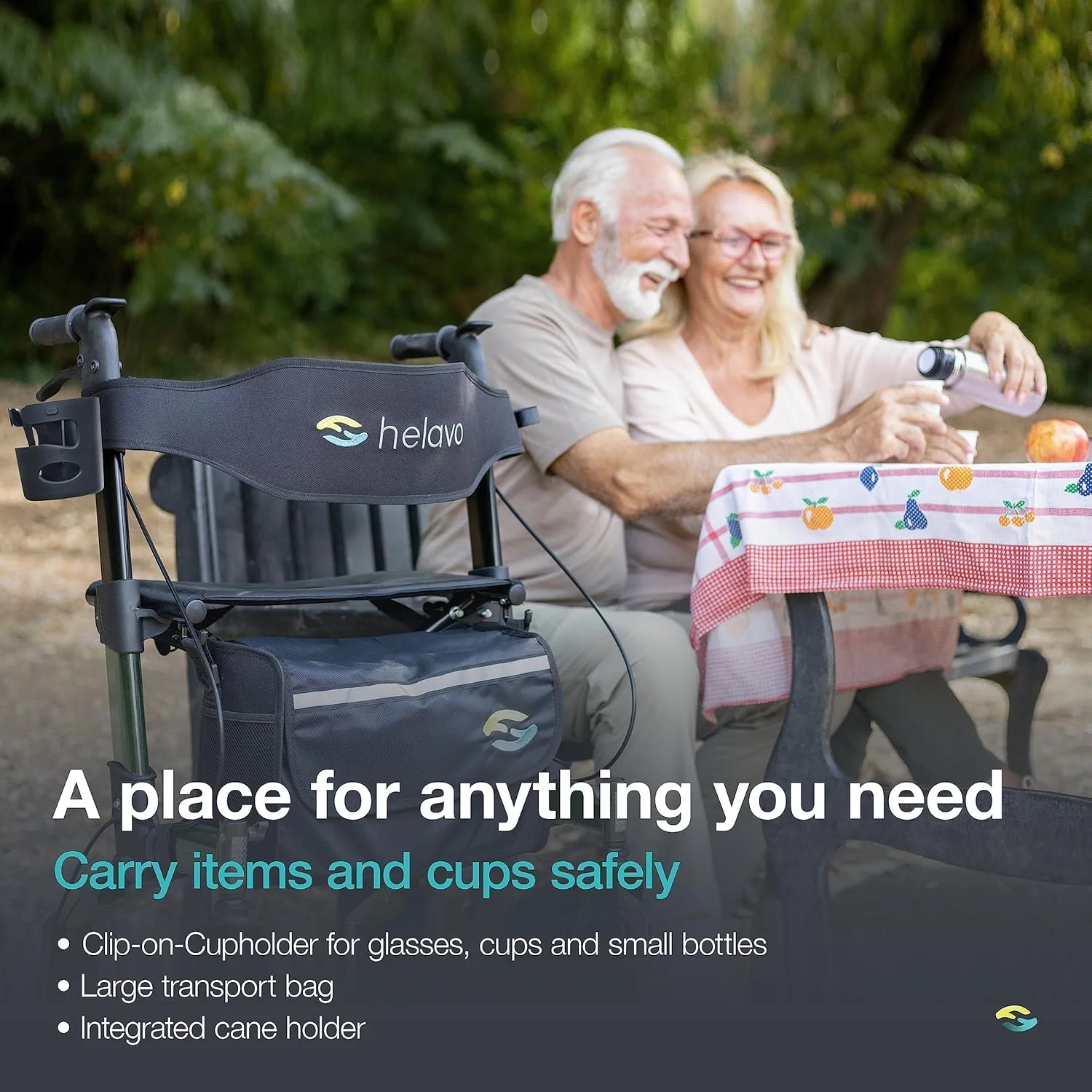 واکر تاشو همه کاره Helavo با صندلی - واکر فضای باز برای سالمندان با لاستیک های بادی بزرگ 12 اینچی برای راحتی کامل در همه سطوح واکر تاشو همه کاره Helavo با صندلی - واکر فضای باز برای سالمندان با لاستیک های بادی بزرگ 12 اینچی برای راحتی کامل در همه سطوح