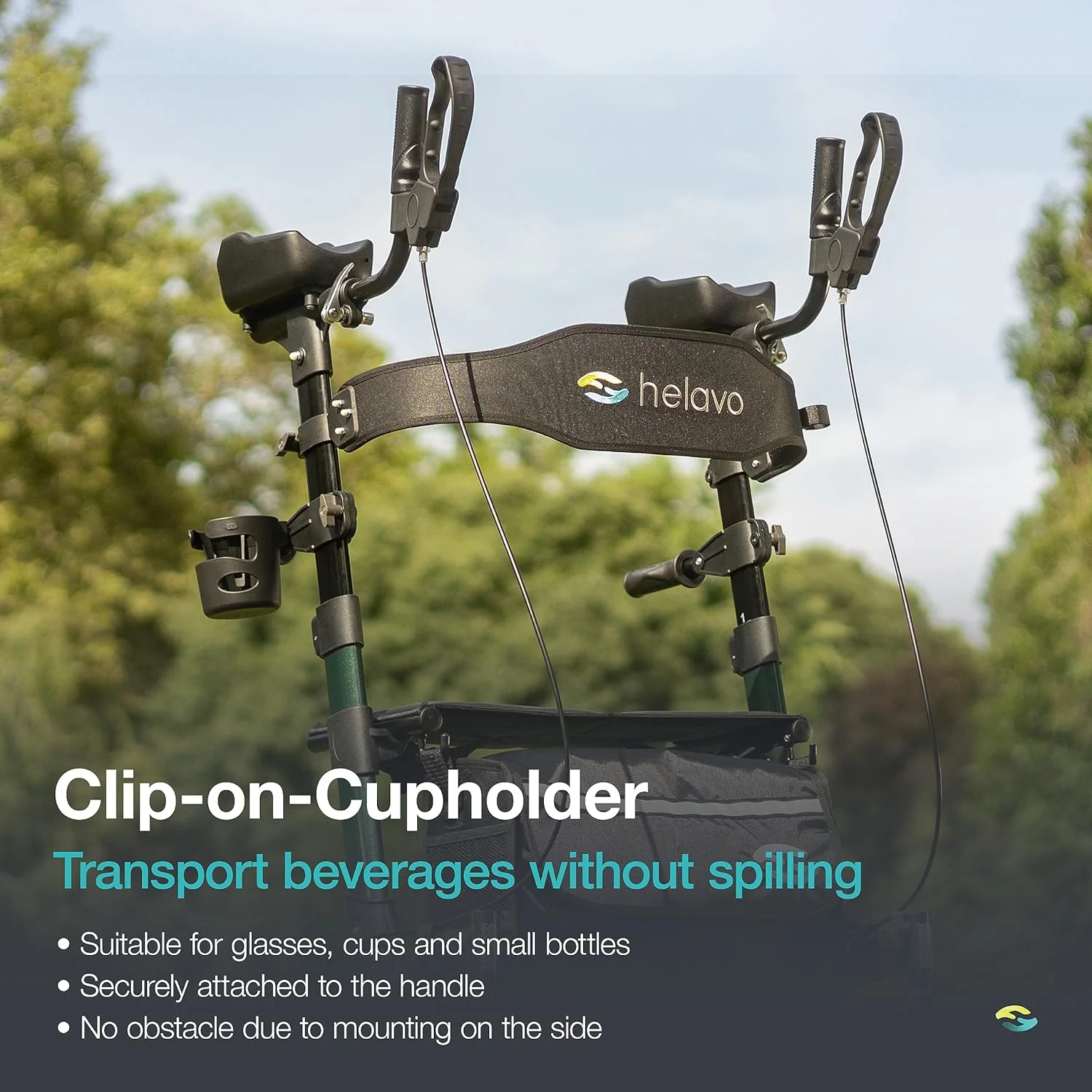 واکر ایستاده تمام زمینی Helavo با لاستیک های لاستیکی جامد بدون پنچری - واکر ایستاده فضای باز برای سالمندان - رولیتور ایستاده بلند با صندلی