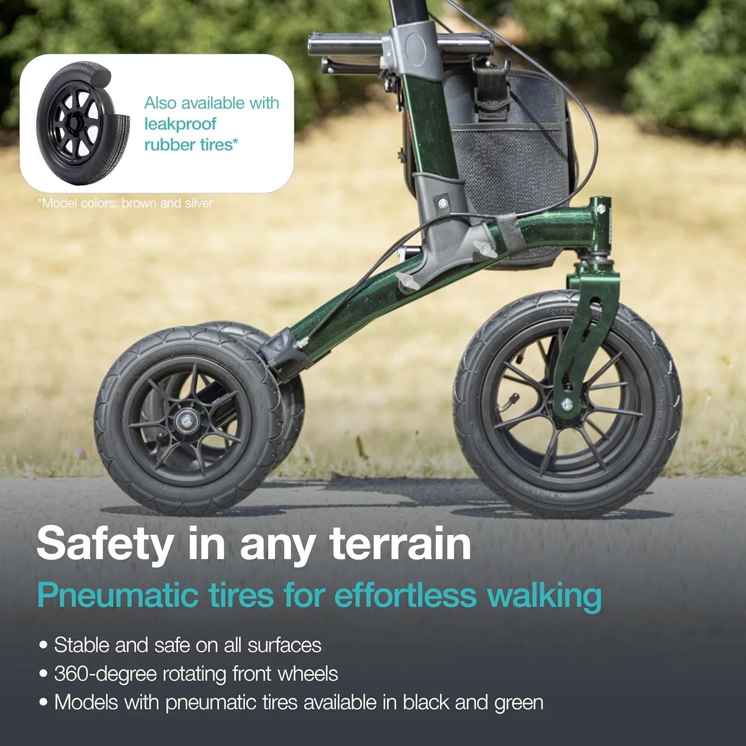 واکر تاشو همه کاره Helavo با صندلی - واکر فضای باز برای سالمندان با لاستیک های بادی بزرگ 12 اینچی برای راحتی کامل در همه سطوح واکر تاشو همه کاره Helavo با صندلی - واکر فضای باز برای سالمندان با لاستیک های بادی بزرگ 12 اینچی برای راحتی کامل در همه سطوح