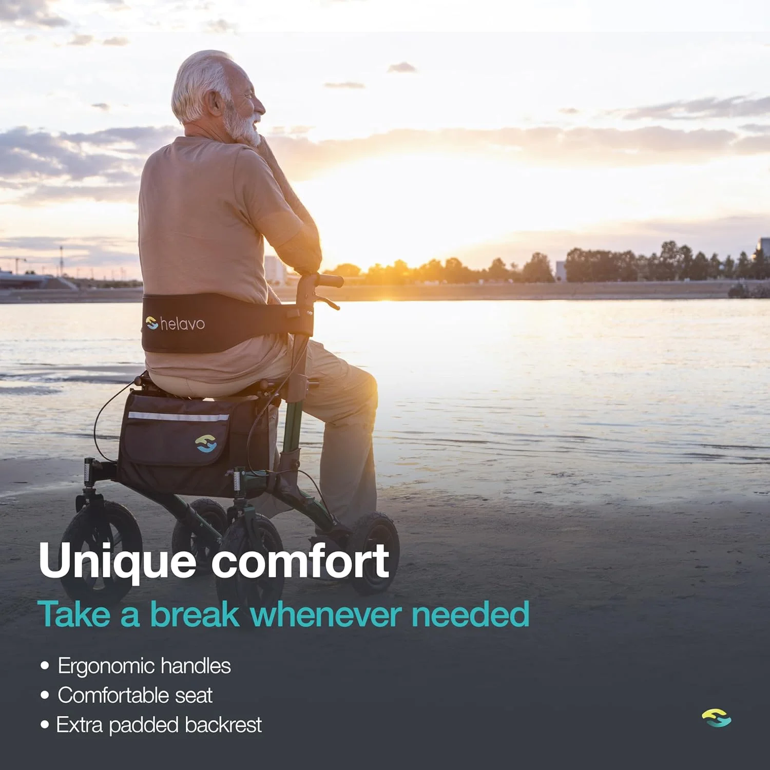 واکر تاشو همه کاره Helavo با صندلی - واکر فضای باز برای سالمندان با لاستیک های بادی بزرگ 12 اینچی برای راحتی کامل در همه سطوح واکر تاشو همه کاره Helavo با صندلی - واکر فضای باز برای سالمندان با لاستیک های بادی بزرگ 12 اینچی برای راحتی کامل در همه سطوح