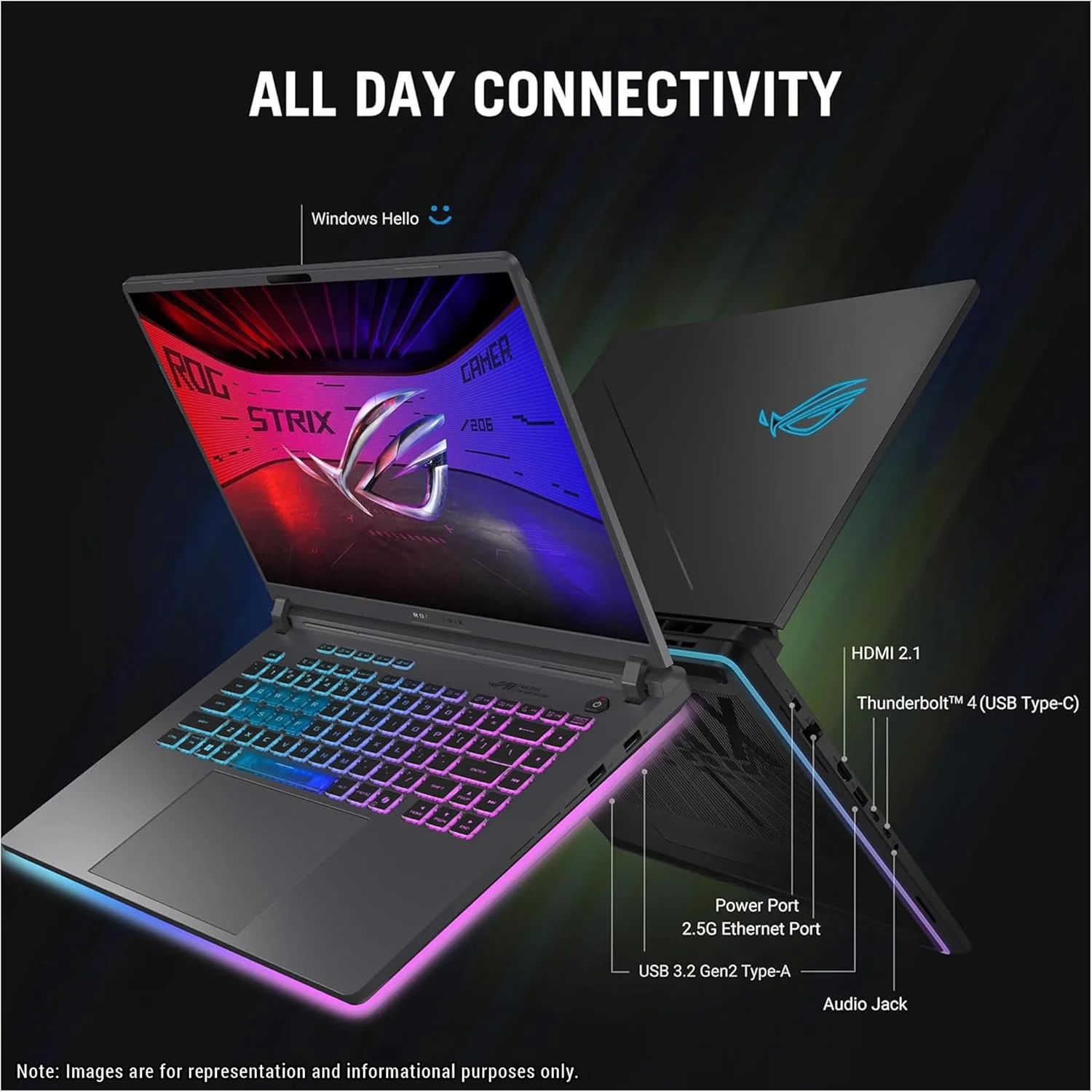 لپ تاپ گیمینگ ایسوس ROG Strix G16، پردازنده Intel i7-14650HX، رم 64 گیگابایتی DDR5، حافظه SSD PCIe 4 ترابایتی، نمایشگر 16 اینچی FHD+ (1920x1200)، کارت گرافیک Nvidia G-Force RTX 5060، کیبورد RGB 4-Zone، ویندوز 11 پرو، خاکستری تیره