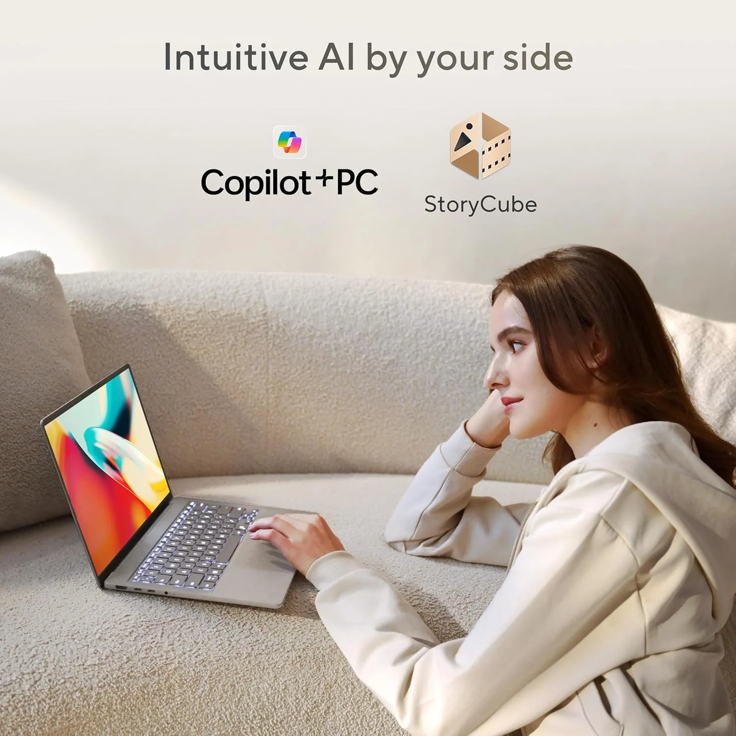 ایسوس Zenbook 14 UX3407RA-QD906W / Snapdragon® X Elite X1E 78 100 / 32 گیگابایت رم / 1 ترابایت SSD / 14 WUXGA (1920x1200) OLED / Windows 11 Home، صفحه کلید انگلیسی/عربی - Zabriskie Beige
