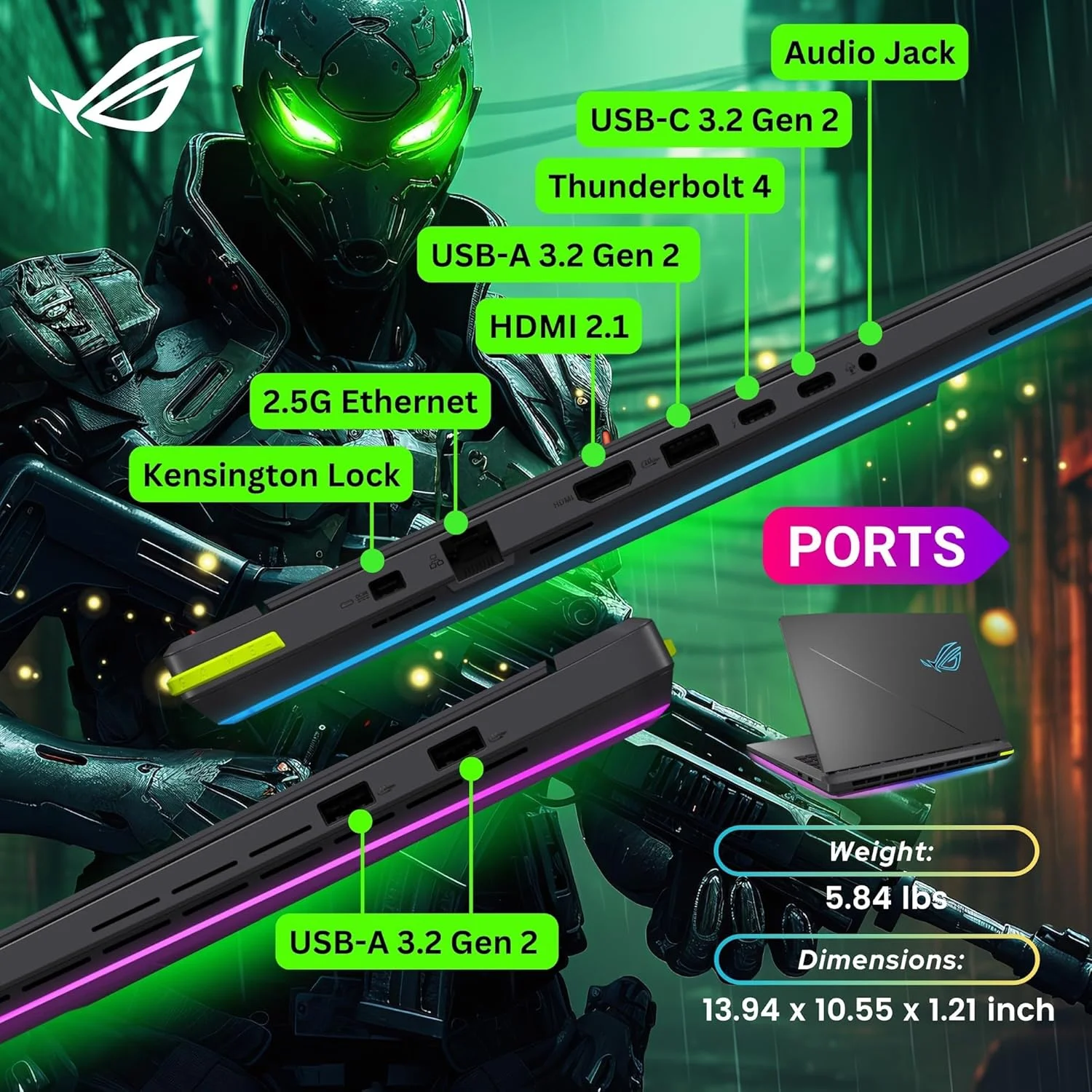 لپ تاپ گیمینگ ایسوس ROG Strix G16، صفحه نمایش 16 اینچی 165 هرتز 2K 3ms، پردازنده Core i7-14650HX (>i9-13900H)، کارت گرافیک INVIDIA GeForce RTX 5060، Copilot، کیبورد با نور پس زمینه RGB، Wi-Fi 7، ویندوز 11 پرو، مشکی (16 گیگابایت رم | 1 ترابایت SSD)