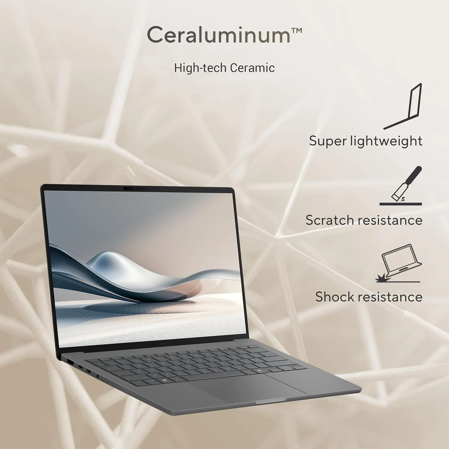 ایسوس Zenbook 14 UX3407RA-QD906W / Snapdragon® X Elite X1E 78 100 / 32 گیگابایت رم / 1 ترابایت SSD / 14 WUXGA (1920x1200) OLED / Windows 11 Home، صفحه کلید انگلیسی/عربی - Zabriskie Beige
