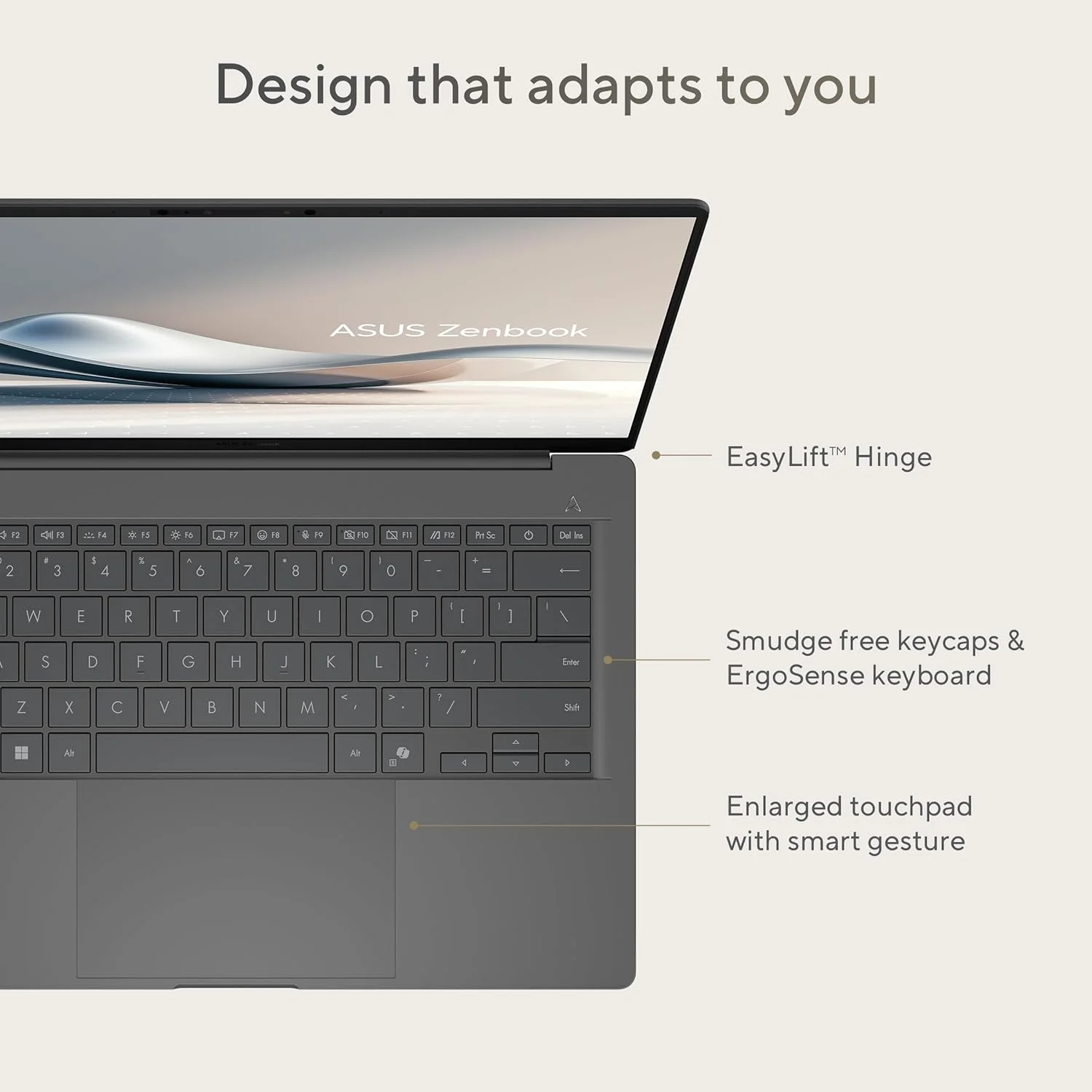 ایسوس Zenbook 14 UX3407RA-QD906W / Snapdragon® X Elite X1E 78 100 / 32 گیگابایت رم / 1 ترابایت SSD / 14 WUXGA (1920x1200) OLED / Windows 11 Home، صفحه کلید انگلیسی/عربی - Zabriskie Beige