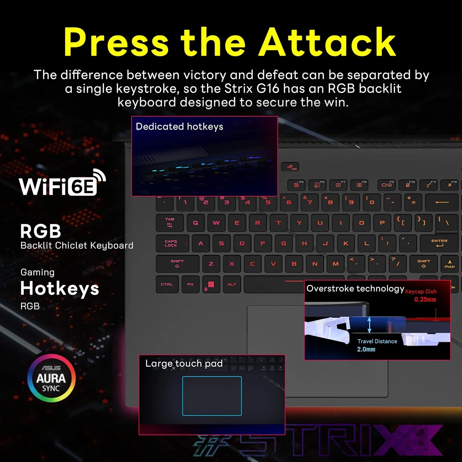 لپ تاپ گیمینگ 16 اینچی ASUS ROG Strix G16 با صفحه نمایش 165 هرتز FHD، پردازنده Intel i9-13980HX، رم 64 گیگابایت DDR5، حافظه SSD 2 ترابایت، کارت گرافیک NVIDIA GeForce RTX 4060 8GB، کیبورد با نور پس زمینه، وب کم HD، Wi-Fi 6E، خاکستری، ویندوز 11 پرو، به همراه داک استیشن 256 گیگابایتی