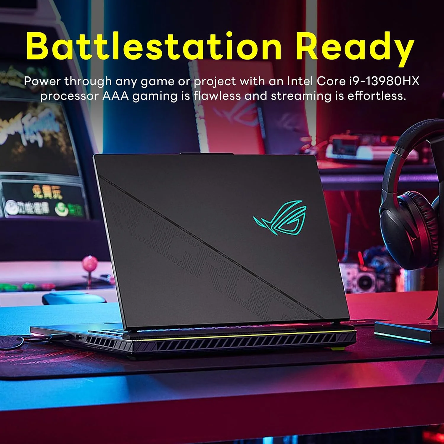 لپ تاپ گیمینگ 16 اینچی ASUS ROG Strix G16 با صفحه نمایش 165 هرتز FHD، پردازنده Intel i9-13980HX، رم 64 گیگابایت DDR5، حافظه SSD 2 ترابایت، کارت گرافیک NVIDIA GeForce RTX 4060 8GB، کیبورد با نور پس زمینه، وب کم HD، Wi-Fi 6E، خاکستری، ویندوز 11 پرو، به همراه داک استیشن 256 گیگابایتی