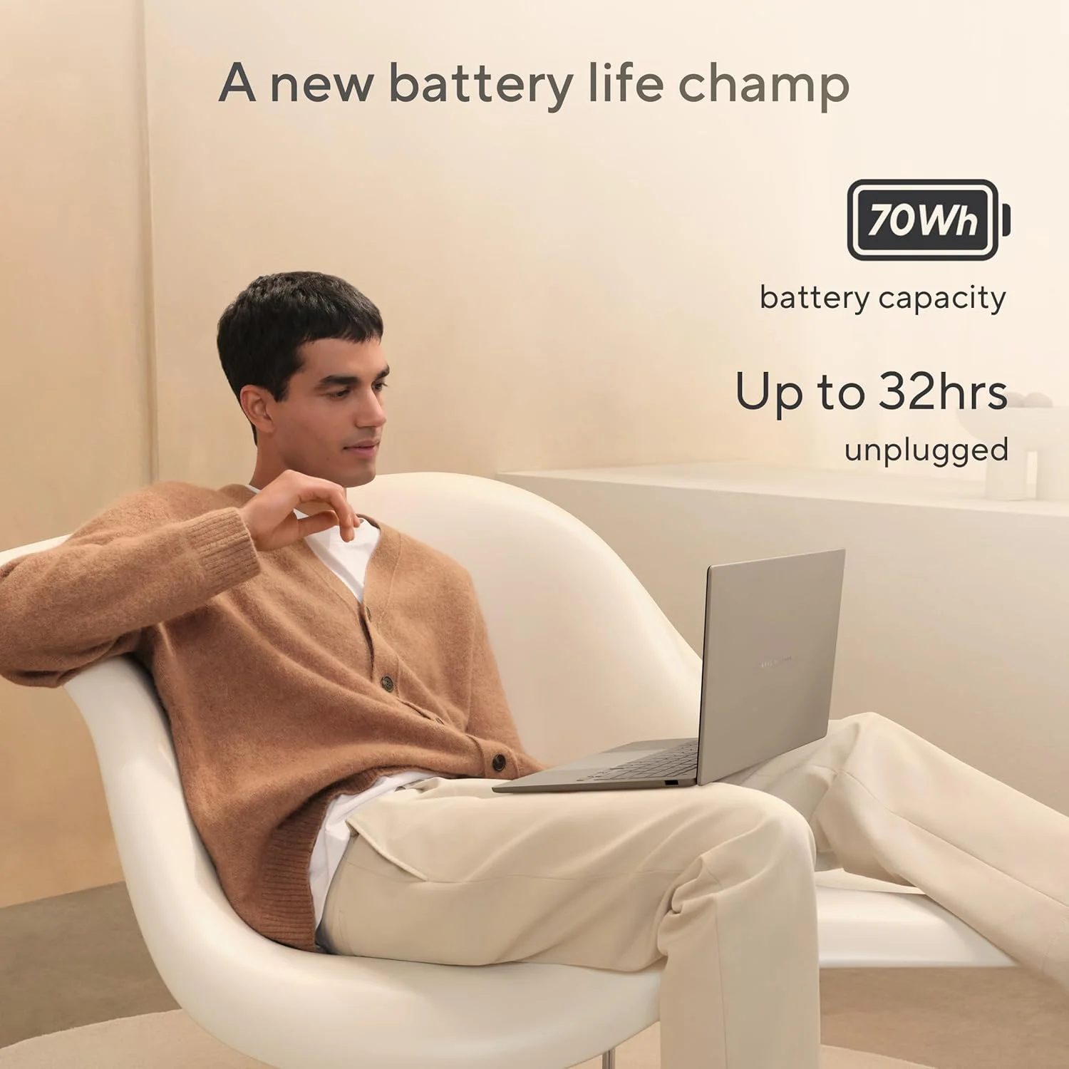 ایسوس Zenbook 14 UX3407QA-QD180W / Snapdragon X X126100 Purwa SE / 16 گیگابایت رم / 1 ترابایت SSD / 14 WUXGA (1920x1200) OLED / ویندوز 11 هوم، کیبورد انگلیسی/عربی - Zabriskie Beige