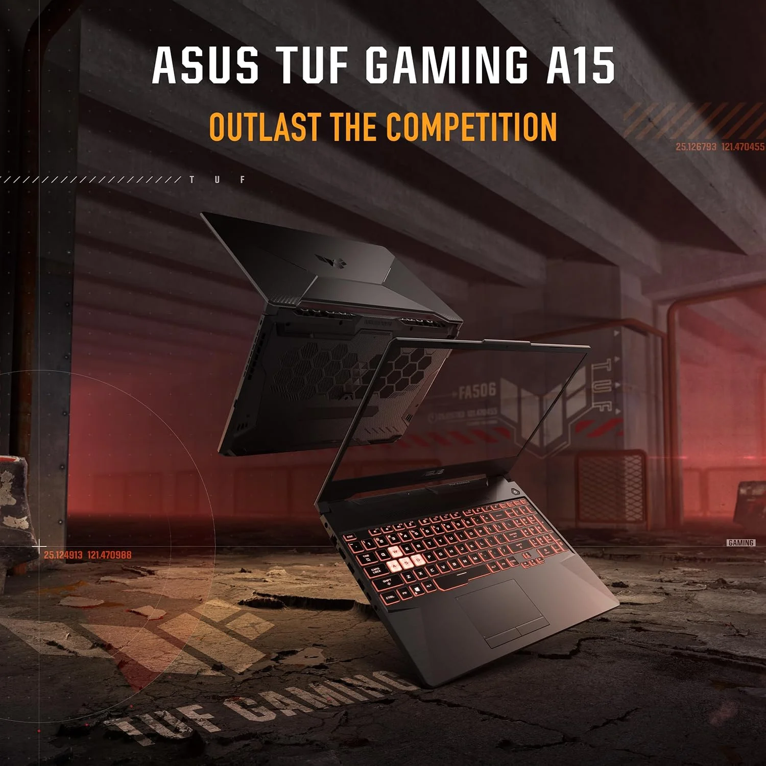 لپ تاپ گیمینگ ایسوس TUF Gaming A15 FA506NCR-HN044W AMD R7-7435HS/16GB RAM/512GB SSD/NVIDIA GeForce RTX 3050 4GB/15.6 FHD(1920x1080) 144Hz/Windows11 Home/1-Zone RGB/Eng-Arb Keyboard - Graphite Black