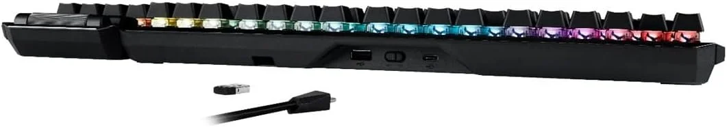 کیبورد مکانیکی گیمینگ نخبگان ASUS ROG Claymore II با سوئیچ‌های مکانیکی اپتیکال ROG RX، نام‌پد جداشدنی، حالت‌های سیمی و بی‌سیم 2.4 گیگاهرتز RF، طرح‌بندی QWERTY