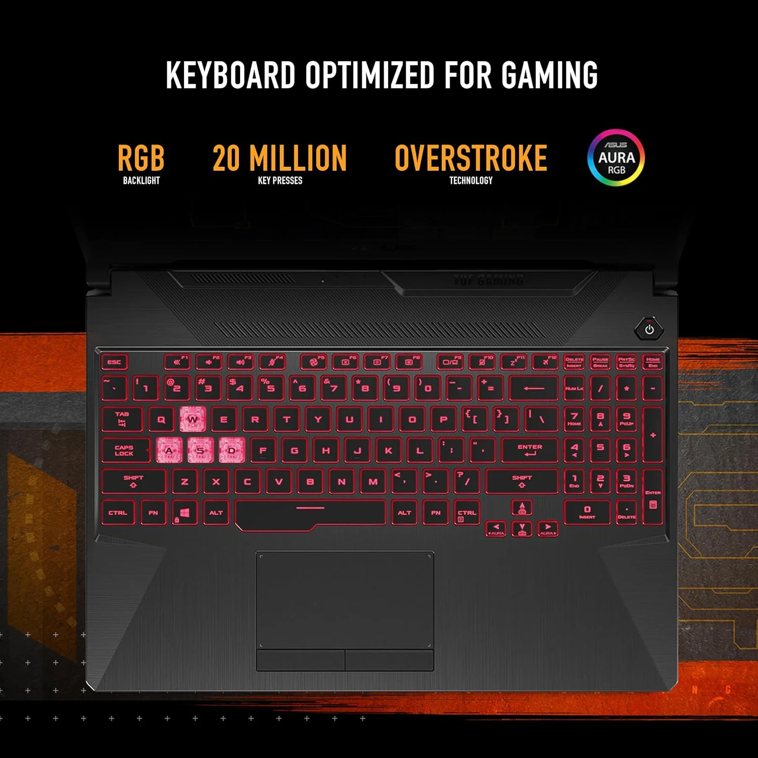 لپ تاپ گیمینگ ایسوس TUF Gaming A15 FA506NCR-HN044W AMD R7-7435HS/16GB RAM/512GB SSD/NVIDIA GeForce RTX 3050 4GB/15.6 FHD(1920x1080) 144Hz/Windows11 Home/1-Zone RGB/Eng-Arb Keyboard - Graphite Black