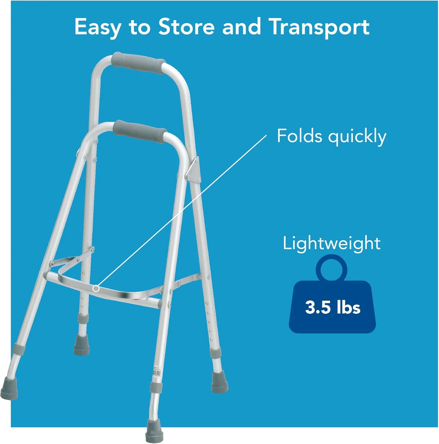 واکر نیمه تاشو Carex - واکر یک دستی برای سالمندان - واکر سبک بازویی، سبک وزن، ارتفاع 30-35 اینچ، عصای واکر، واکر نیمه