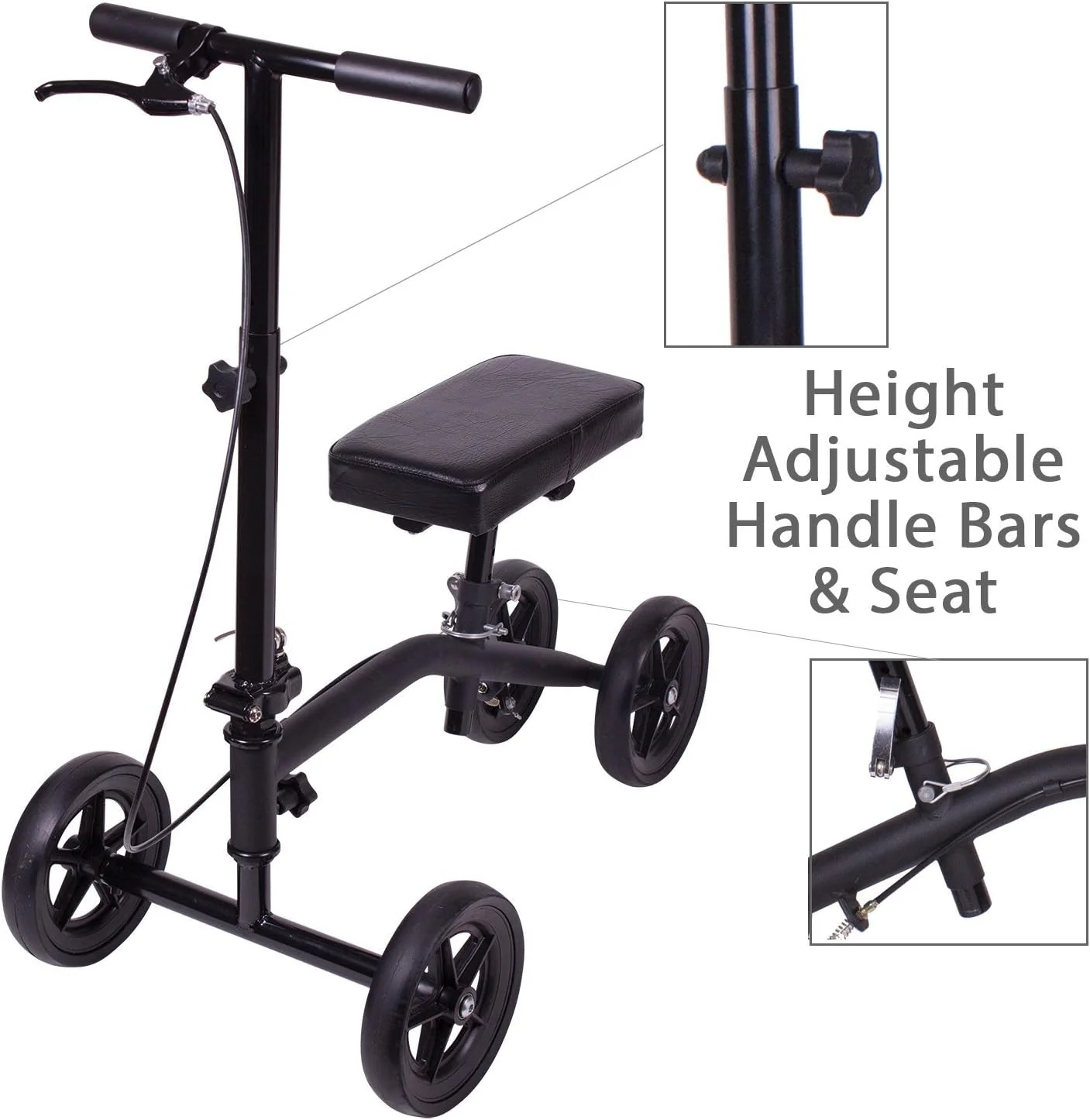 اسکوتر زانو چرخ دار اقتصادی Carex با پد راحت - اسکوتر زانویی فرمان پذیر برای آسیب های پا با ترمز دستی - جایگزین عصا