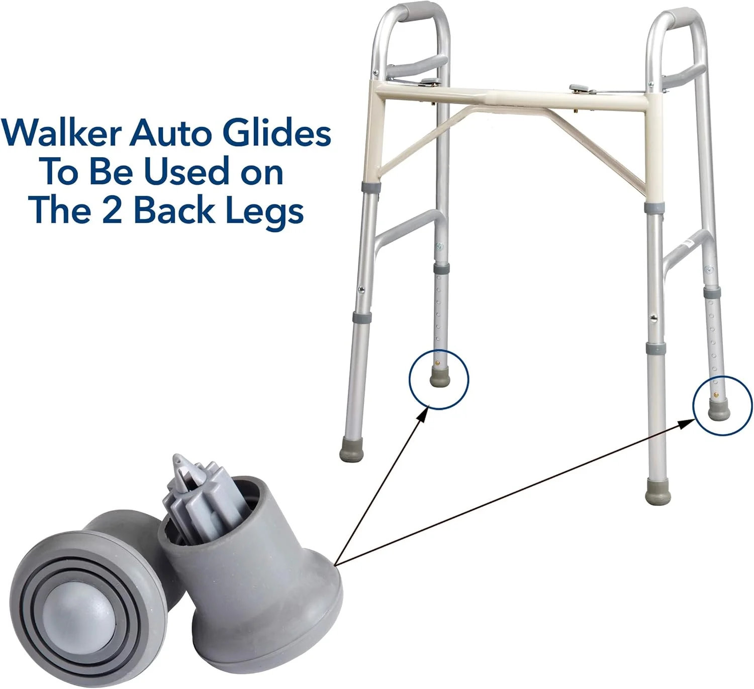 لغزنده های خودکار واکر Carex Walker، لغزنده های غلتکی واکر برای پایه های عقب واکر چرخ دار جلو، مناسب برای اکثر واکرها، ترمزهای خودکار برای ایمنی و ثبات بیشتر