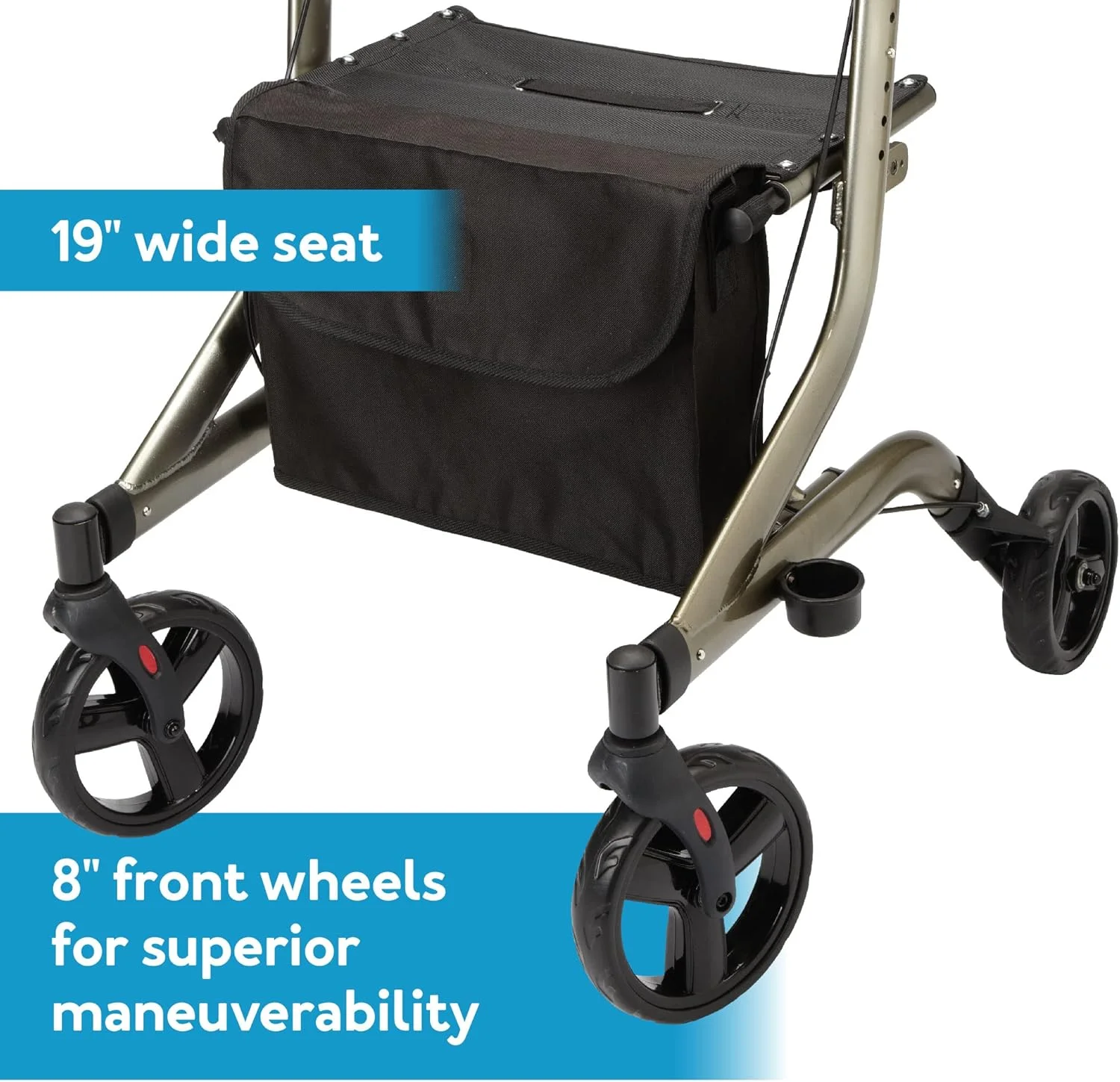 رولیتور واکر چرخدار Carex Crosstour - واکر چرخدار با صندلی - تاشو، رولیتور سبک اروپایی، واکر 4 چرخ برای سالمندان - ظرفیت 300 پوند، واکر با صندلی برای سالمندان