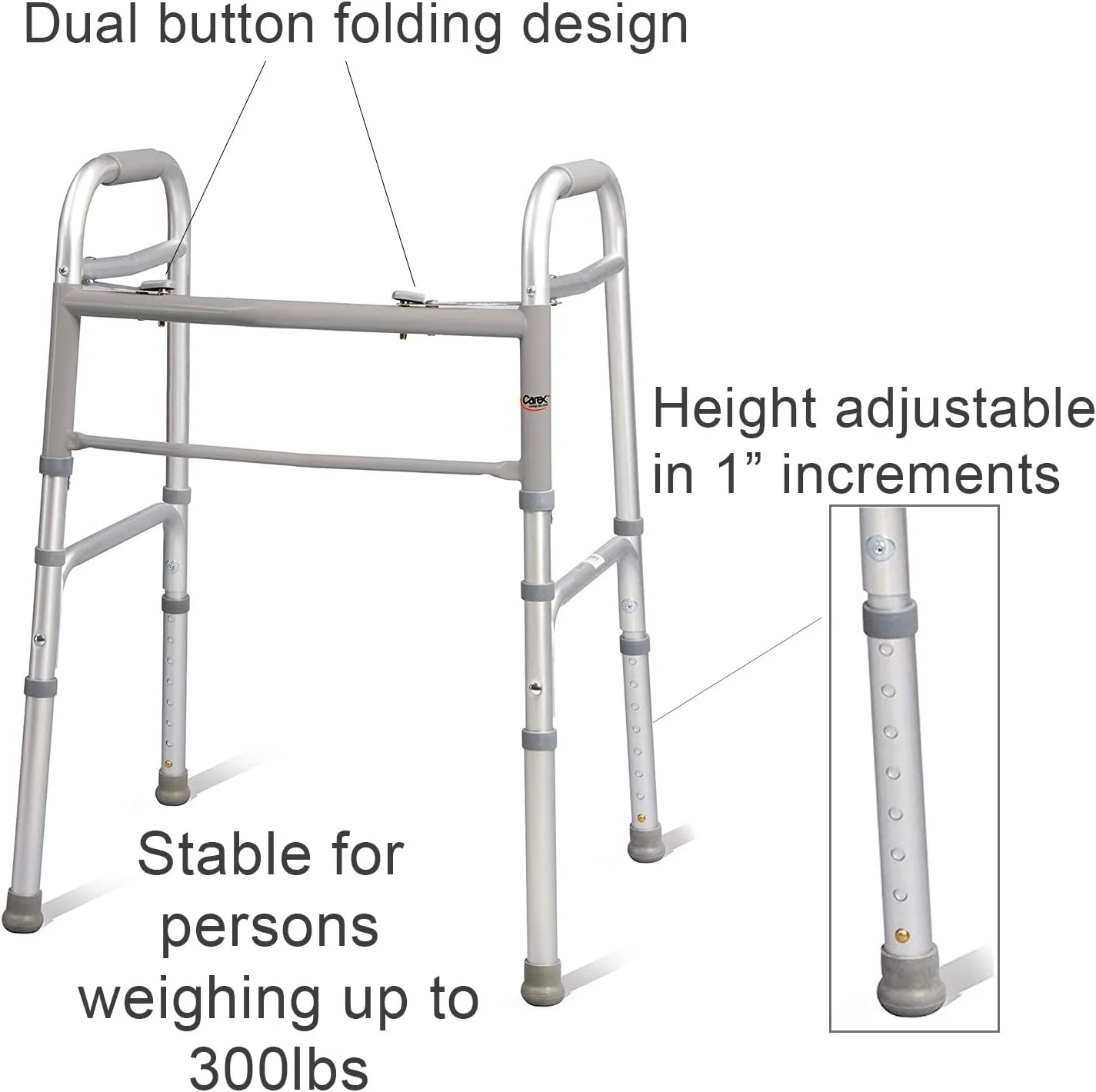 واکر تاشو سبک وزن Carex برای سالمندان و بزرگسالان - واکر پزشکی قابل حمل با ارتفاع قابل تنظیم، 76-94 سانتی متر واکر تاشو سبک وزن Carex برای سالمندان و بزرگسالان - واکر پزشکی قابل حمل با ارتفاع قابل تنظیم، 76-94 سانتی متر