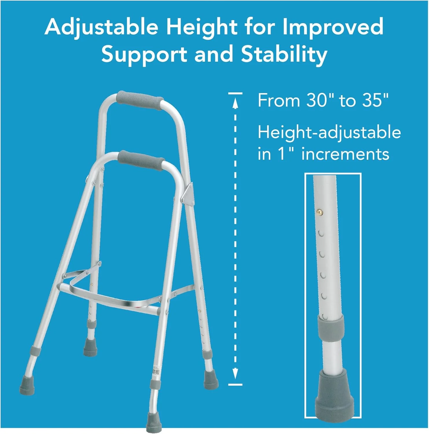 واکر نیمه تاشو Carex - واکر یک دستی برای سالمندان - واکر سبک بازویی، سبک وزن، ارتفاع 30-35 اینچ، عصای واکر، واکر نیمه