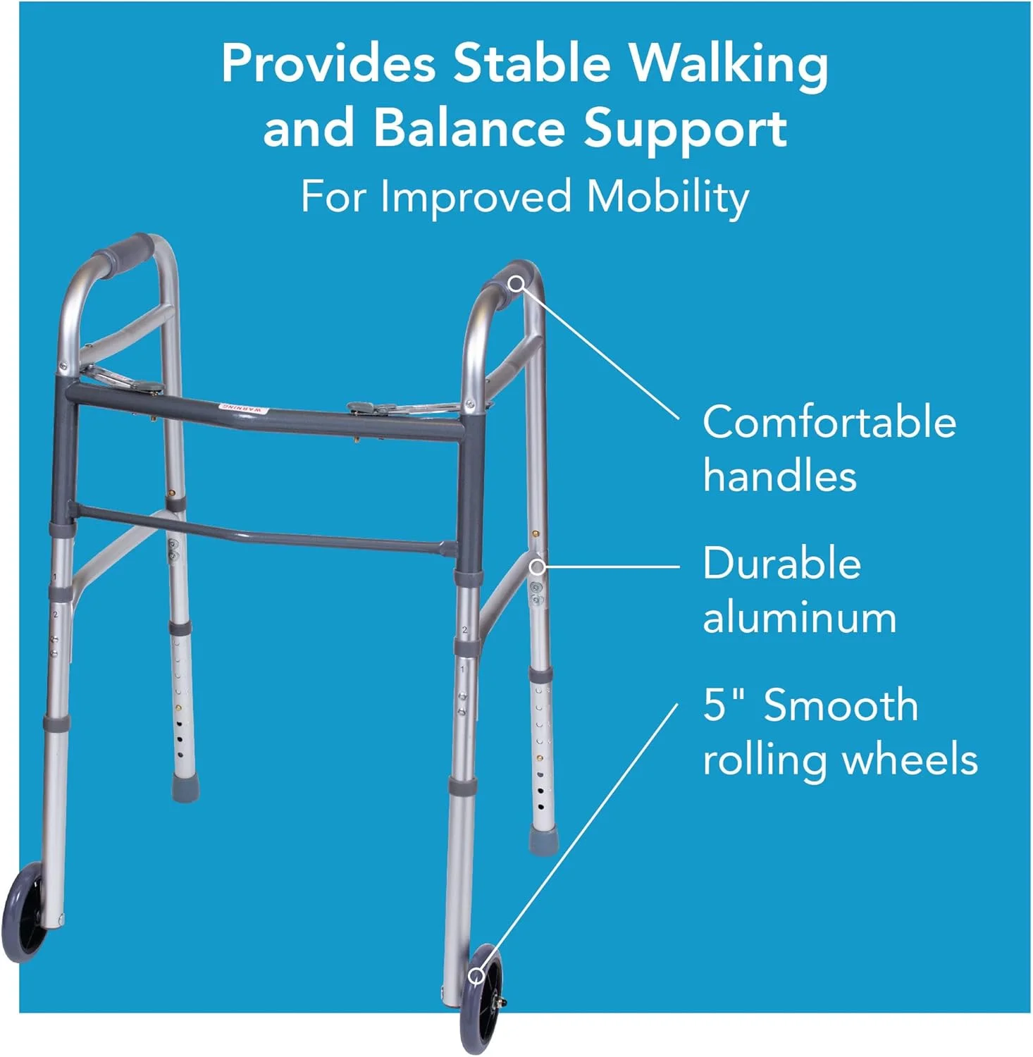 واکر تاشو Carex برای سالمندان - واکر بزرگسال با چرخ - واکر پزشکی قابل حمل با ارتفاع قابل تنظیم، 30-37 اینچ