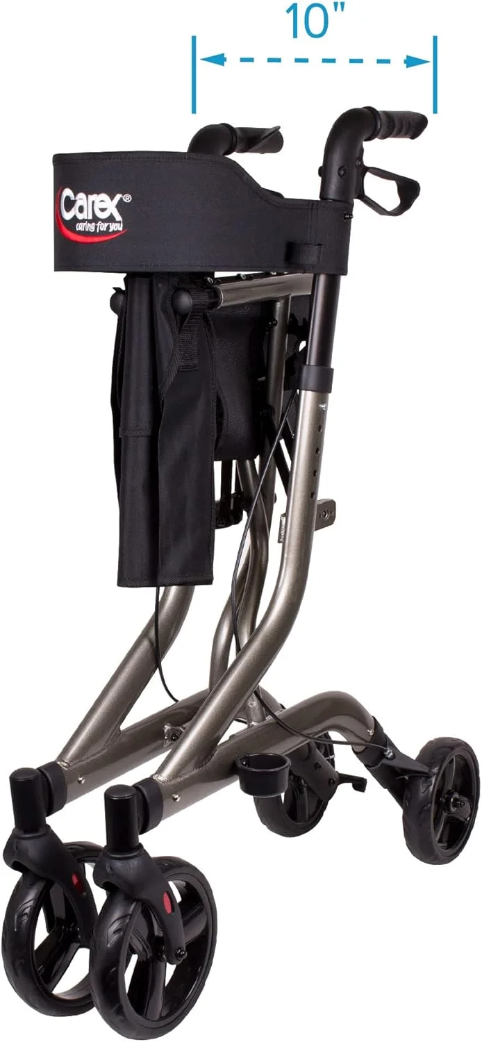 رولیتور واکر چرخدار Carex Crosstour - واکر چرخدار با صندلی - تاشو، رولیتور سبک اروپایی، واکر 4 چرخ برای سالمندان - ظرفیت 300 پوند، واکر با صندلی برای سالمندان
