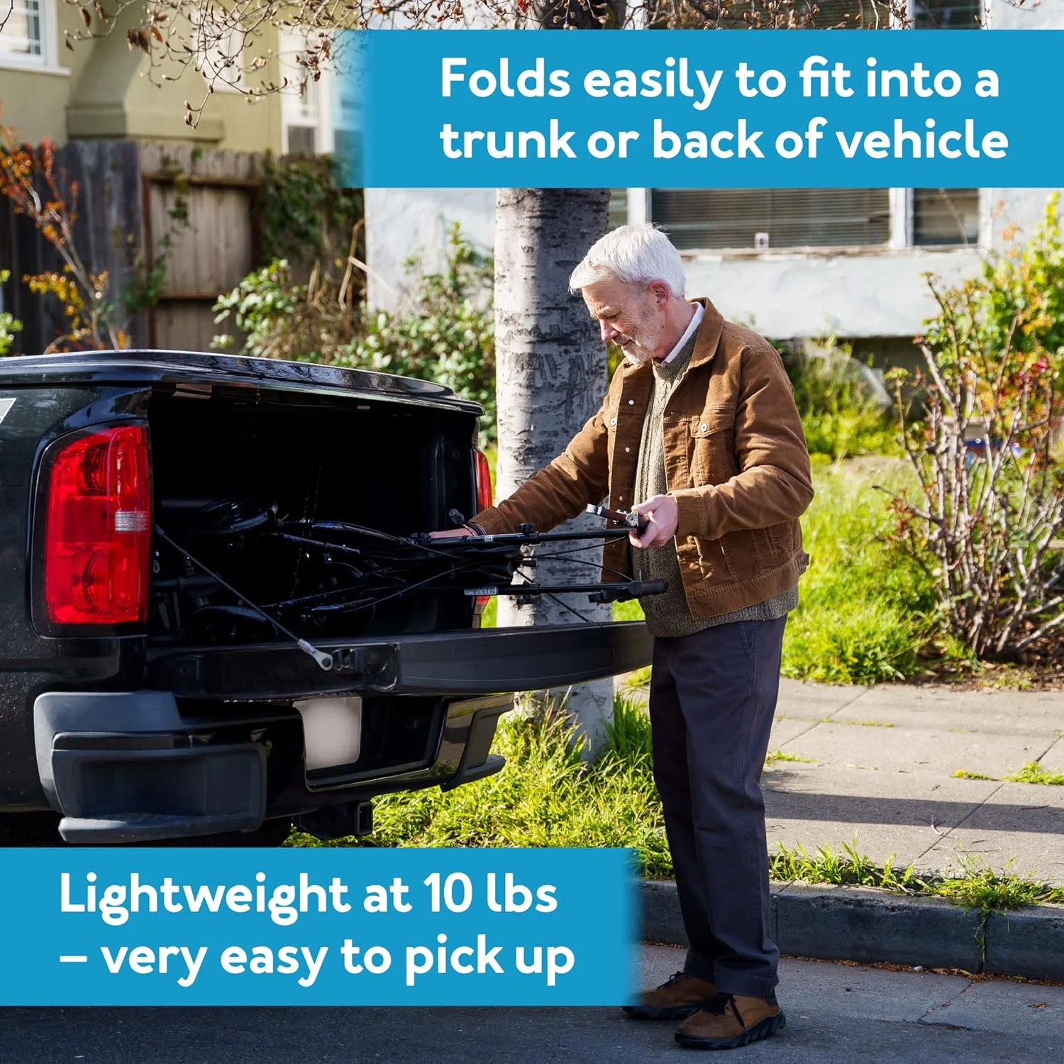 واکر سه چرخ سالمندان Carex Health Brands، واکر رولیتور تاشو سه چرخ با دسته‌های قابل تنظیم ارتفاع، آبی، 1 عدد