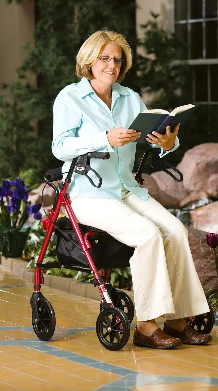 واکر رولیتور Carex با صندلی - واکر بزرگسالان با قابلیت تنظیم ارتفاع با صندلی و چرخ، تحمل وزن تا 113 کیلوگرم، 1 عدد (بسته 1 عددی)