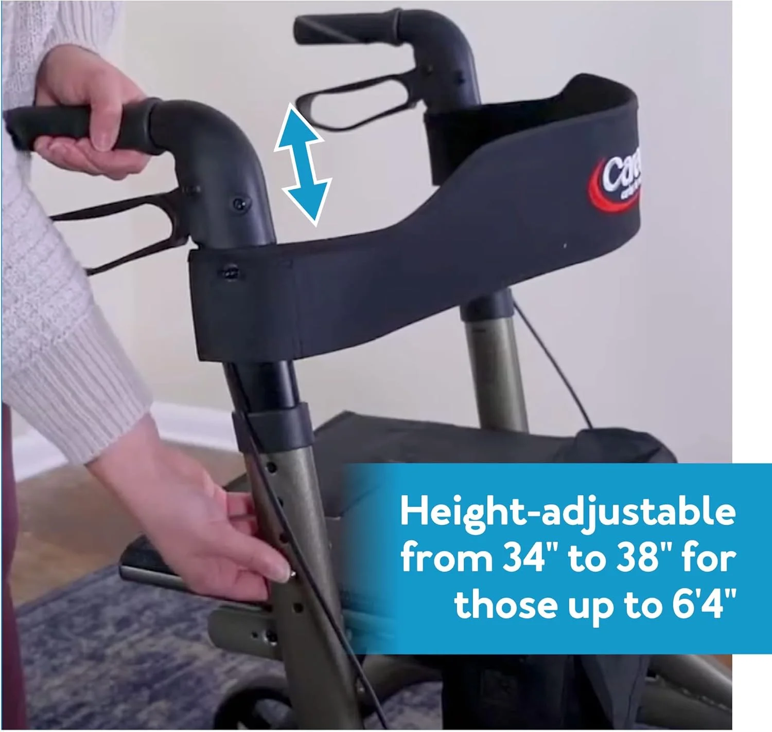 رولیتور واکر چرخدار Carex Crosstour - واکر چرخدار با صندلی - تاشو، رولیتور سبک اروپایی، واکر 4 چرخ برای سالمندان - ظرفیت 300 پوند، واکر با صندلی برای سالمندان