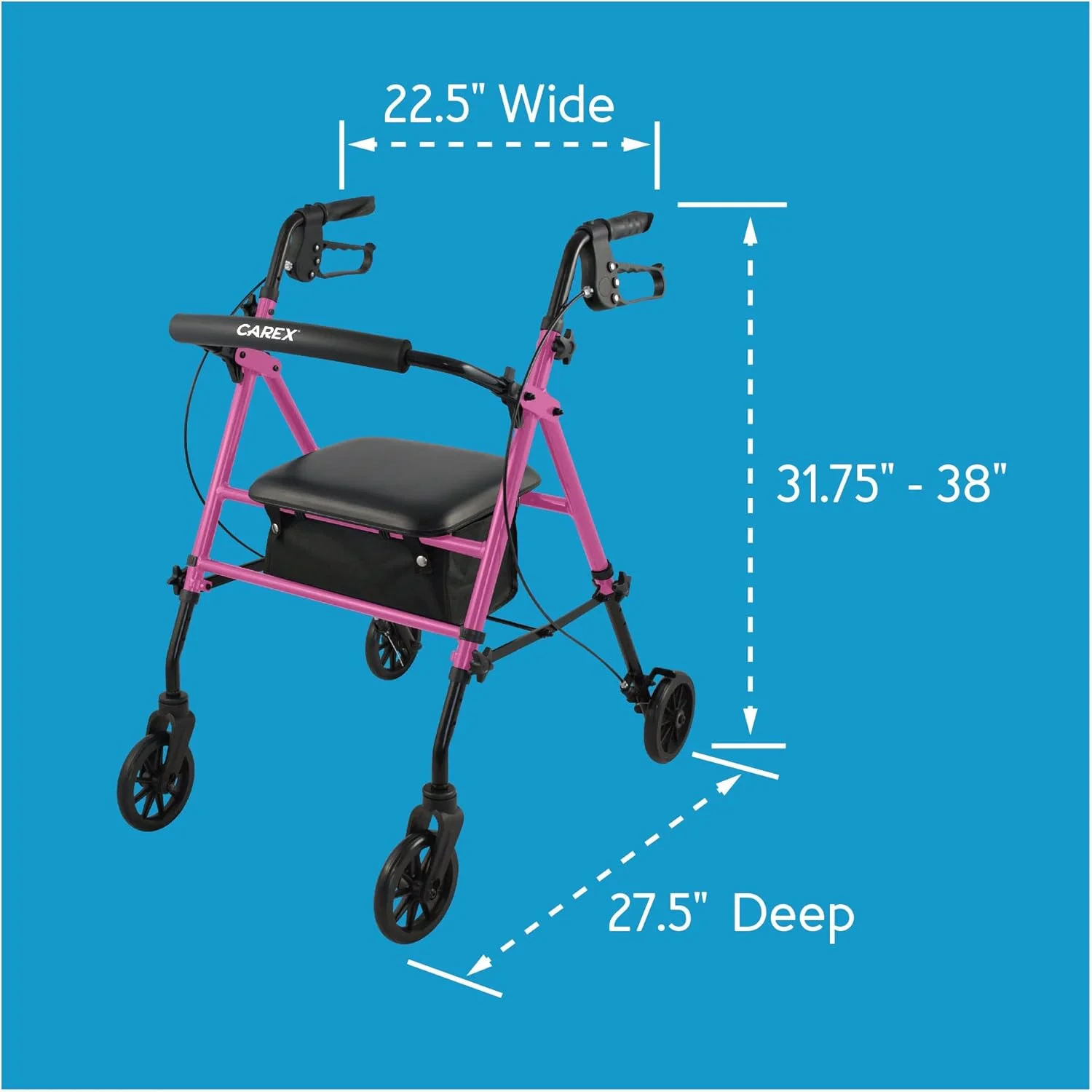 واکر چرخدار آلومینیومی Carex Step 'N Rest برای سالمندان، صورتی - واکر رولیتور با صندلی - با پشتی، چرخ های 6 اینچی، تحمل وزن 250 پوند، سبک وزن واکر چرخدار آلومینیومی Carex Step 'N Rest برای سالمندان، صورتی - واکر رولیتور با صندلی - با پشتی، چرخ های 6 اینچی، تحمل وزن 250 پوند، سبک وزن