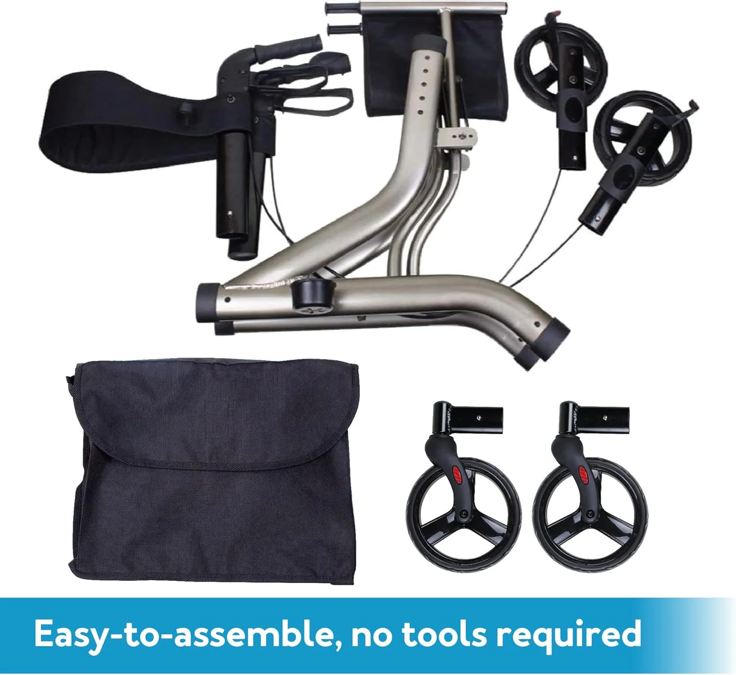 رولیتور واکر چرخدار Carex Crosstour - واکر چرخدار با صندلی - تاشو، رولیتور سبک اروپایی، واکر 4 چرخ برای سالمندان - ظرفیت 300 پوند، واکر با صندلی برای سالمندان