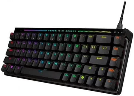 کیبورد گیمینگ آنالوگ ایسوس ROG Falchion Ace HFX با سوئیچ مغناطیسی 65% ROG HFX، پد لمسی ضبط سریع، نرخ نمونه‌برداری 8000 هرتز، محفظه میرایی پنج لایه، کلیدهای ABS، اسپانیایی QWERTY