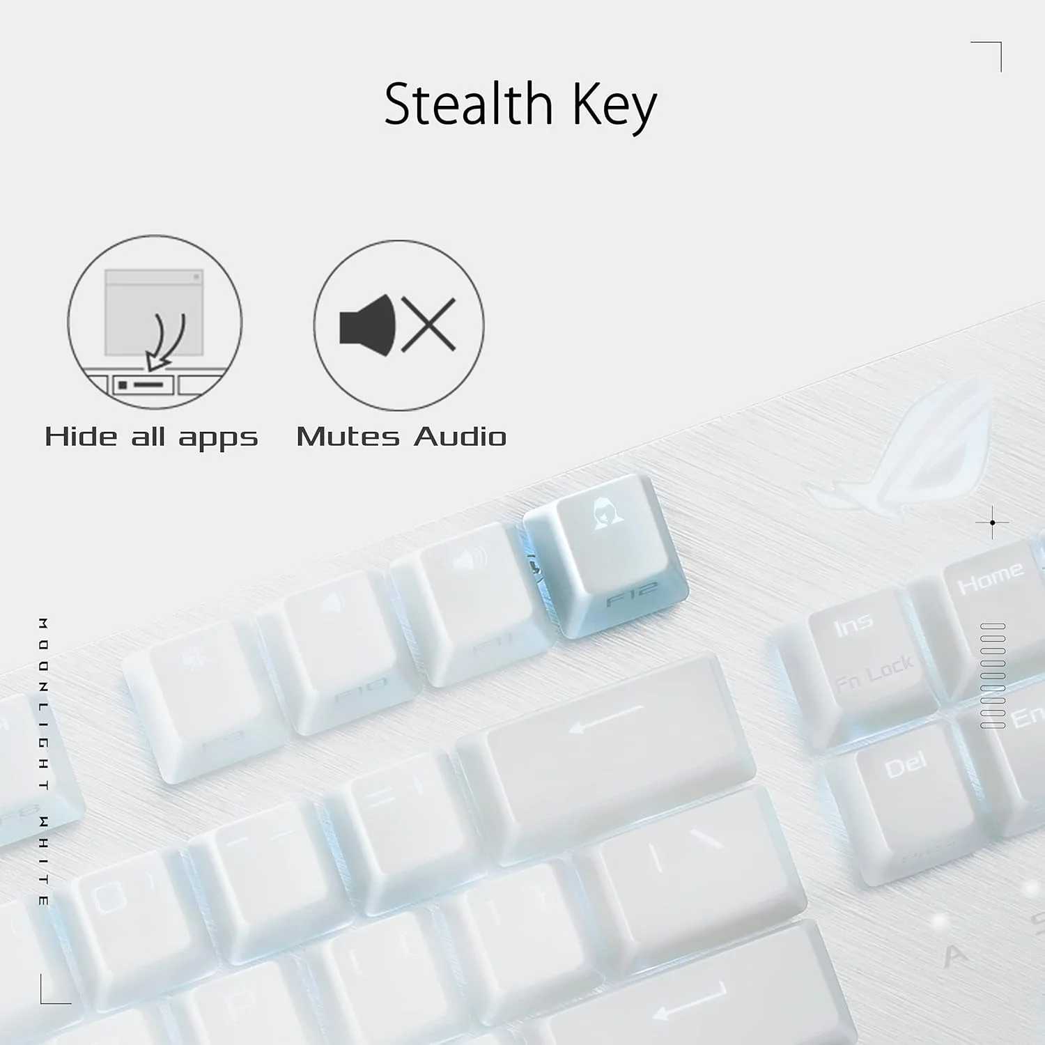کیبورد گیمینگ مکانیکی سیم دار ASUS ROG Strix Scope NX TKL Moonlight White RGB با کلیدهای خطی قرمز ROG NX، فریم آلومینیومی، نورپردازی Aura Sync، طراحی Tenkeyless، کلیدهای رسانه ای Quick Toggle، Asus42144