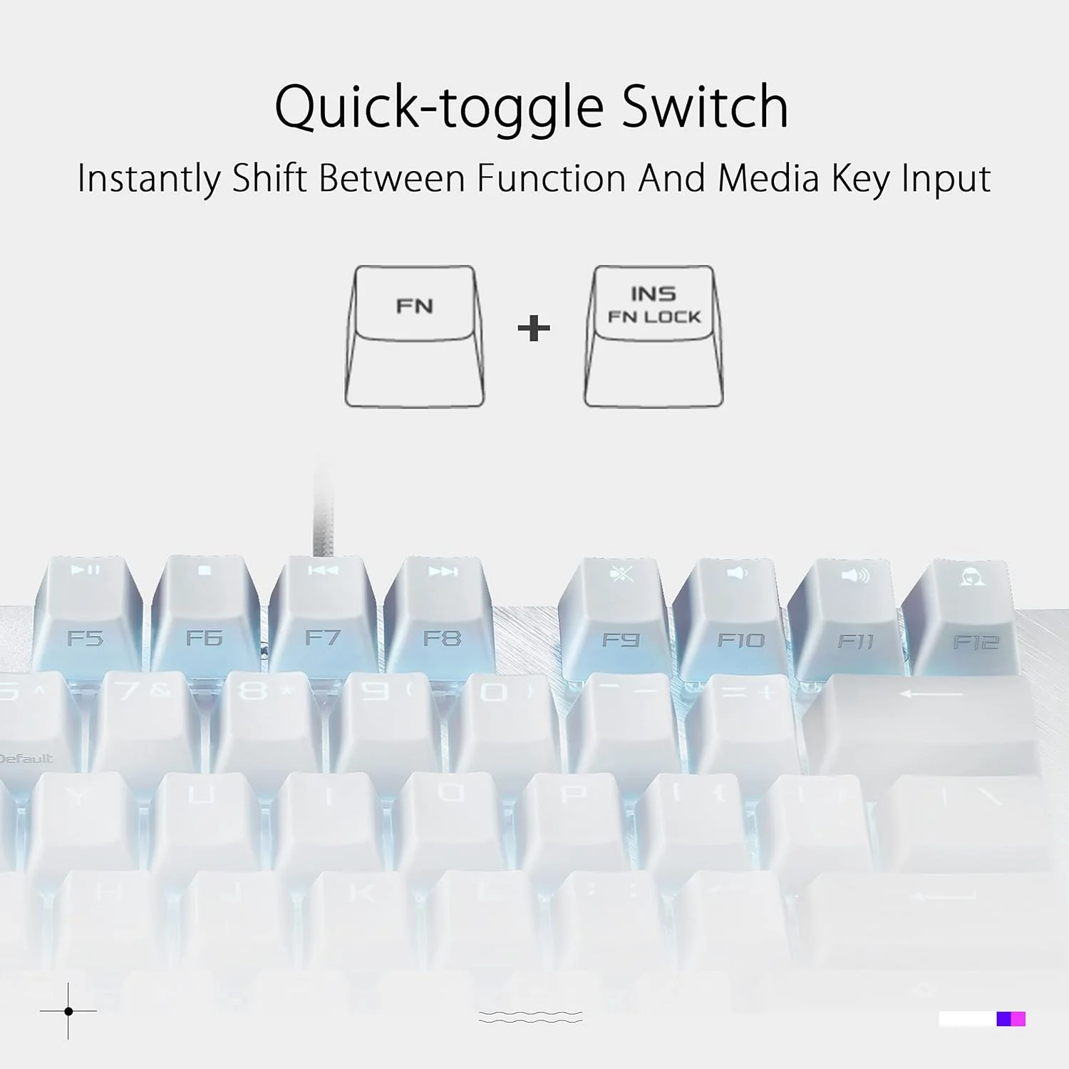 کیبورد گیمینگ مکانیکی سیم دار ASUS ROG Strix Scope NX TKL Moonlight White RGB با کلیدهای خطی قرمز ROG NX، فریم آلومینیومی، نورپردازی Aura Sync، طراحی Tenkeyless، کلیدهای رسانه ای Quick Toggle، Asus42144