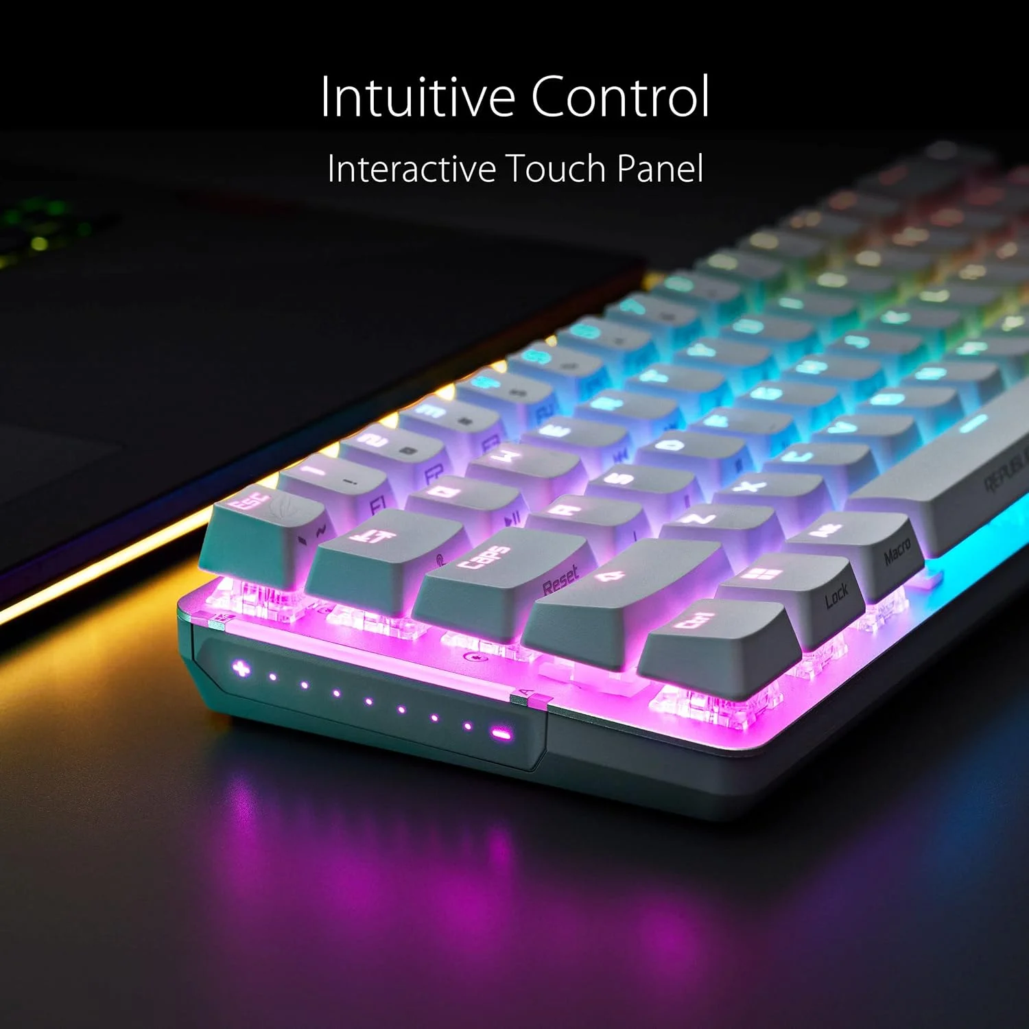 کیبورد گیمینگ مکانیکی ایسوس ROG Falchion Ace، RGB 65% Compact، شبکه ROG NX، روانکاری و تثبیت شده، کلیدهای ABS، اتصال KVM، سه زاویه، کیف محافظ، سفید، نسخه اسپانیایی