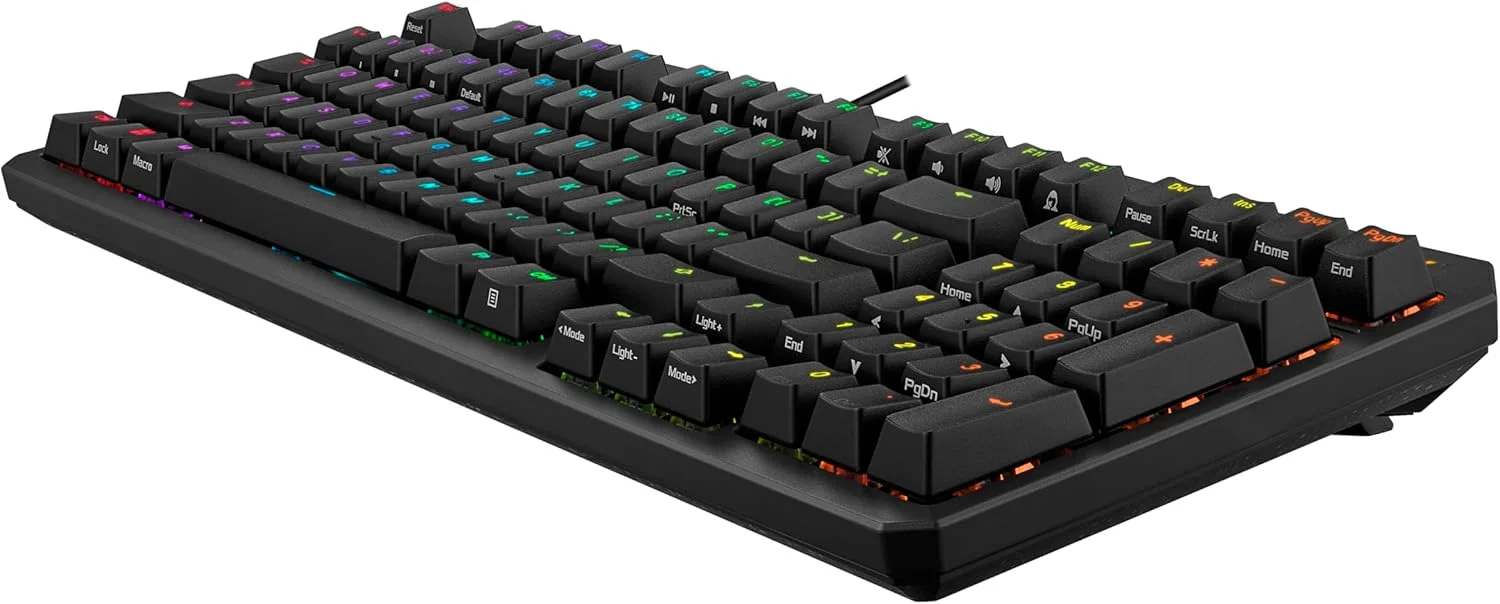 کیبورد گیمینگ ایسوس TUF Gaming K3 Gen II با 97 کلید فشرده، سوییچ‌های اپتیکال-مکانیکال RGB (خطی)، پایه سیلیکونی، فوم میرایی، ضدآب IP57، صفحه بالایی جداشدنی و Aura Sync