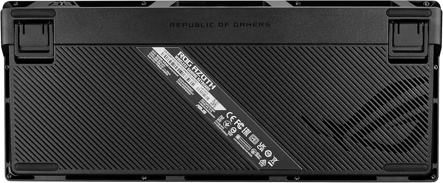 کیبورد گیمینگ مکانیکی بی سیم ایسوس ROG Azoth - 75% TKL، اتصال سه حالته، سوییچ های کلیکی ROG NX Storm از پیش روغن کاری شده با قابلیت تعویض سریع، کلیدهای PBT، RGB، نمایشگر OLED، پشتیبانی از PC/Mac - مشکی