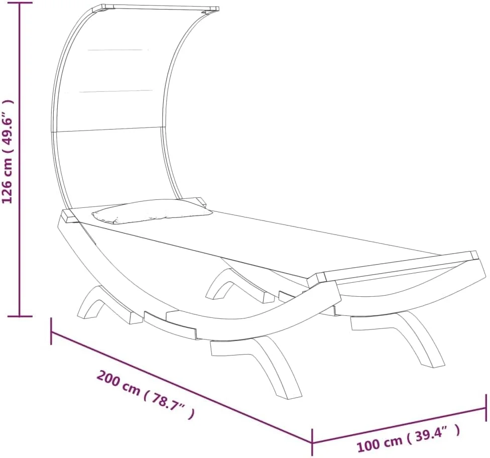 تخت آفتابگیر چوبی خمیده فضای باز با سایبان ویدا ایکس ال، تخت استراحت بالکن پاسیو، تخت آویز باغ، مبلمان تختخوابی تراس، کرم رنگ
