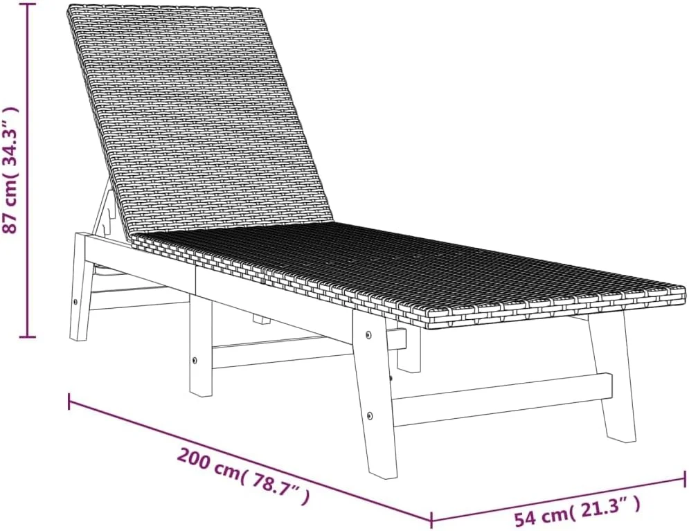 صندلی آفتابگیر ویلاایکس ال، مبلمان باغی، تخت آفتابگیر چوبی، صندلی فضای باز، تختخواب آفتابگیر، راتان پلی مشکی و قهوه ای و چوب جامد اقاقیا