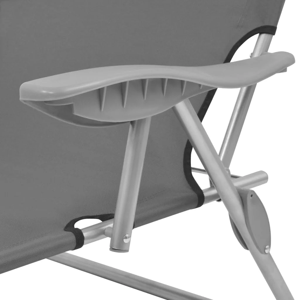 صندلی آفتاب گیر تاشو سایه دار ویلاکسیدال، مبلمان پاسیو خاکستری فولادی 58x189x27 سانتی متر صندلی آفتاب گیر تاشو سایه دار ویلاکسیدال، مبلمان پاسیو خاکستری فولادی 58x189x27 سانتی متر