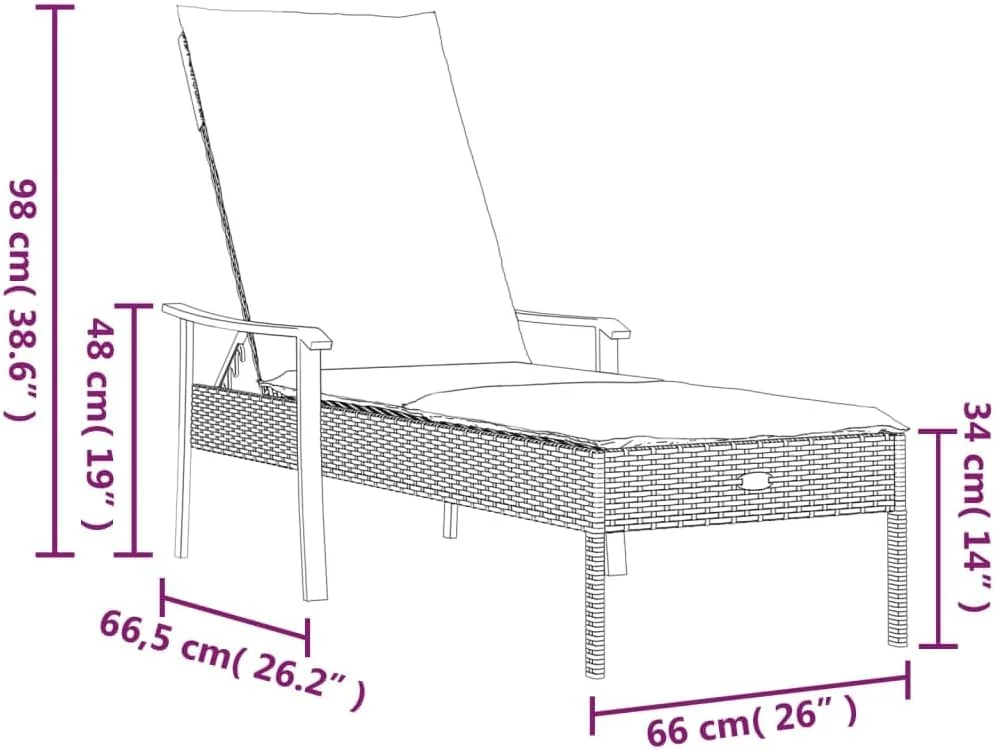 صندلی آفتابگیر ویلاایکس ال، تخت آفتابگیر فضای باز با کوسن، صندلی تکیه گاه دار برای باغ پاسیو، تخت روز با دسته، سبک مدرن، پلی راتان خاکستری