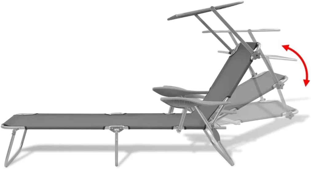 صندلی آفتاب گیر تاشو سایه دار ویلاکسیدال، مبلمان پاسیو خاکستری فولادی 58x189x27 سانتی متر صندلی آفتاب گیر تاشو سایه دار ویلاکسیدال، مبلمان پاسیو خاکستری فولادی 58x189x27 سانتی متر